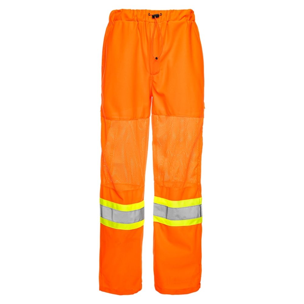 High Visibility Men's Traffic Mesh Work Pants - TB01O Orange | Reflective Safety Pants for Construction, Road Work & Nighttime Outdoor Jobs