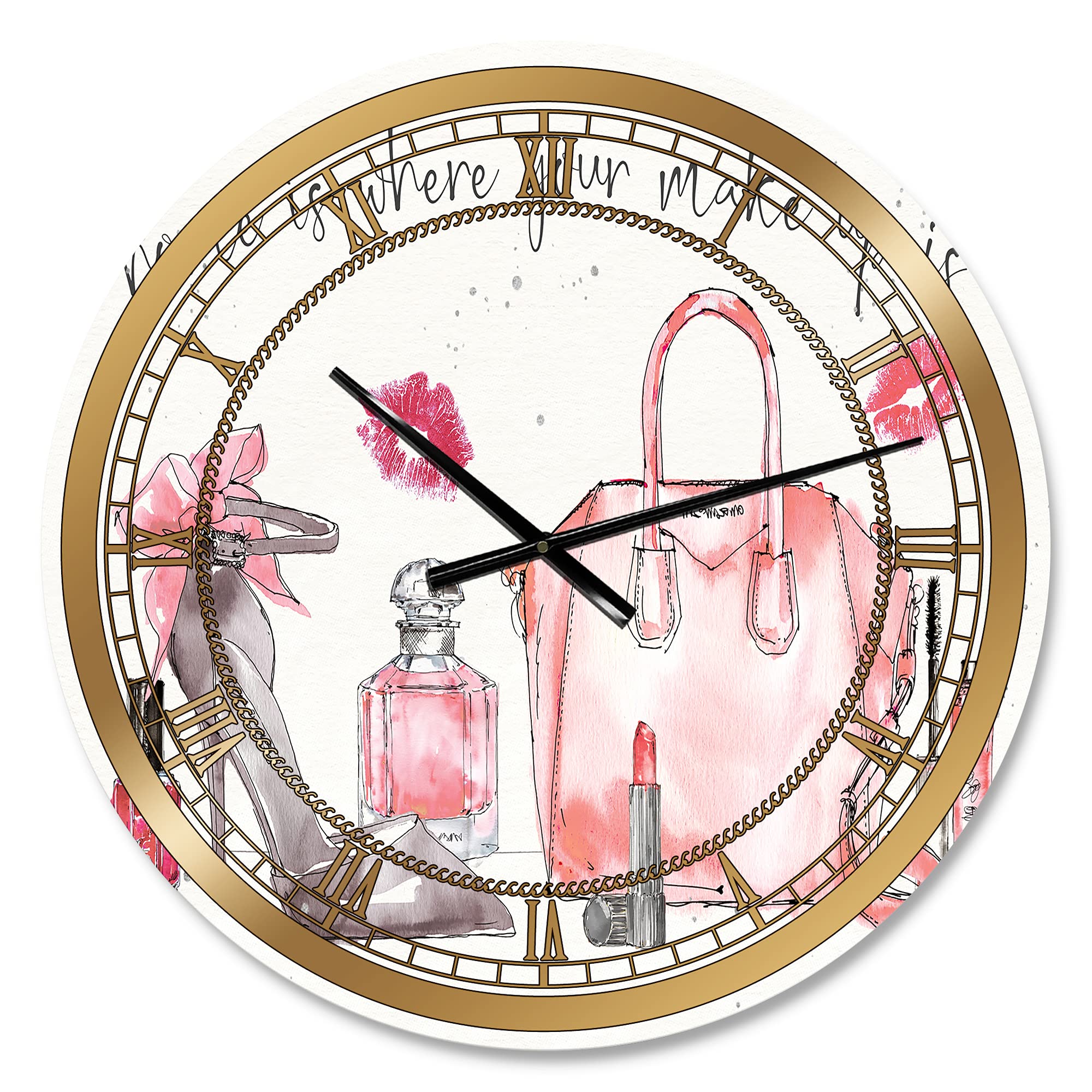 Glam Wall Clock 'Chic Accents I' - Large Decorative Wall Clock for Living Room, Bedroom & Office - Elegant Home Decor for Modern Interiors