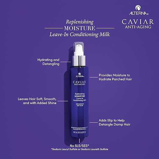 Alterna Caviar Anti-Aging Leave-In Conditioner - Replenishing Moisture Milk for Dry, Damaged Hair (5.0 oz) | Hydrating Hair Treatment for Frizz Control & Shine - Perfect for Daily Use & Heat Styling Protection