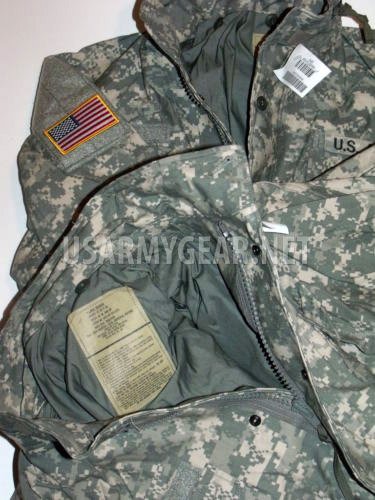 US Army Military GI M-65 ACU Camo Field Jacket with Detachable Liner & Patches - Tactical Outdoor Wear for Hunting, Hiking & Survival