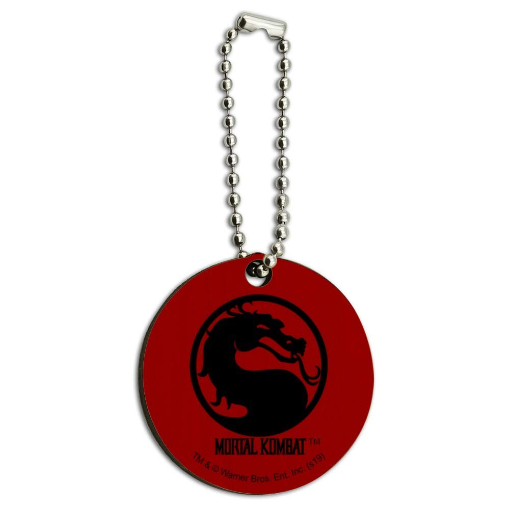 Mortal Kombat Symbol Wooden Round Keychain - Engraved Wood Key Ring for Gamers & Fans - Perfect for Cosplay, Gifts, and Gaming Accessories