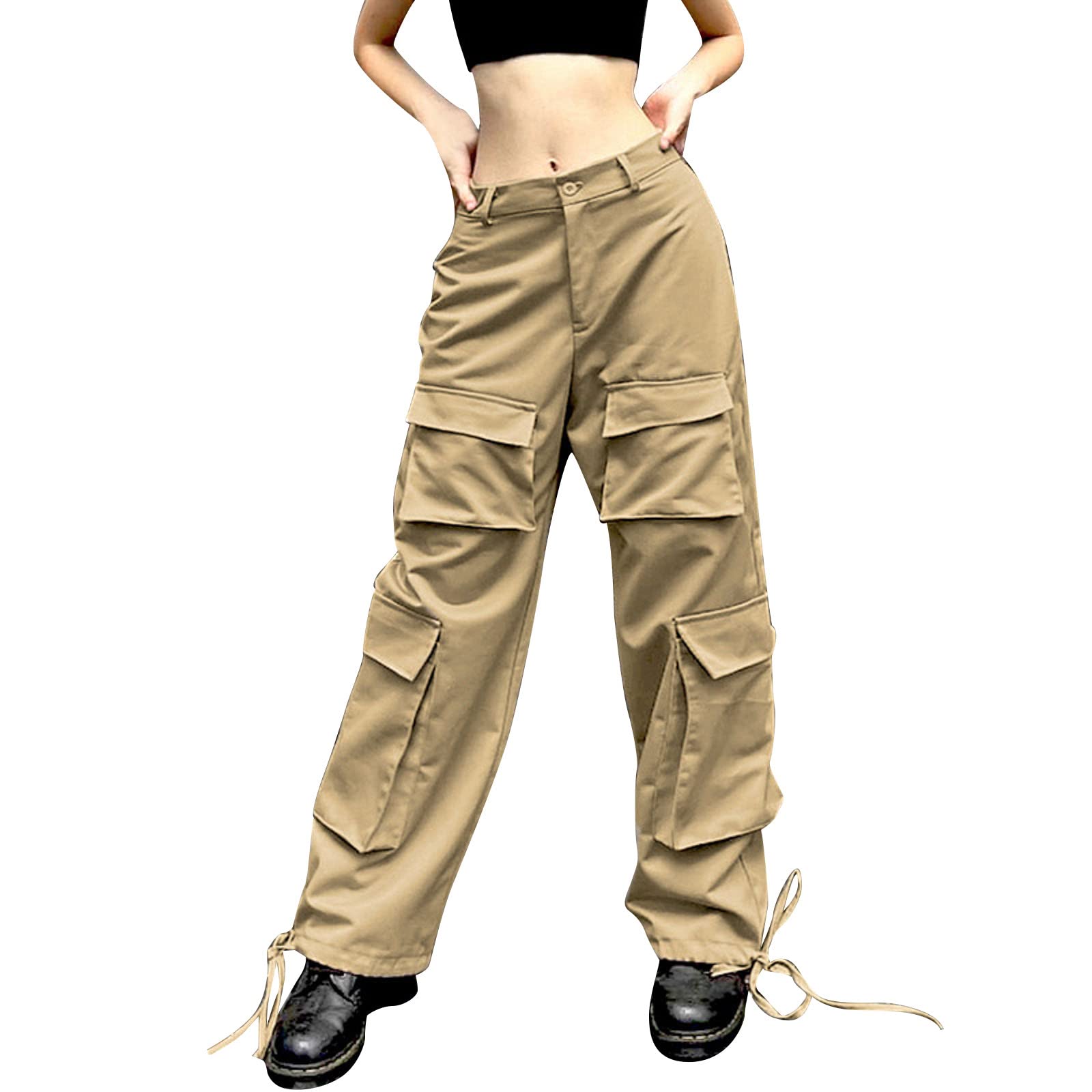Women's Baggy Cargo Pants - Streetwear Hip Hop Joggers with Drawstring | Casual Loose Wide Leg Sweatpants for Women | Perfect for Street Style, Hip Hop Fashion & Everyday Comfort
