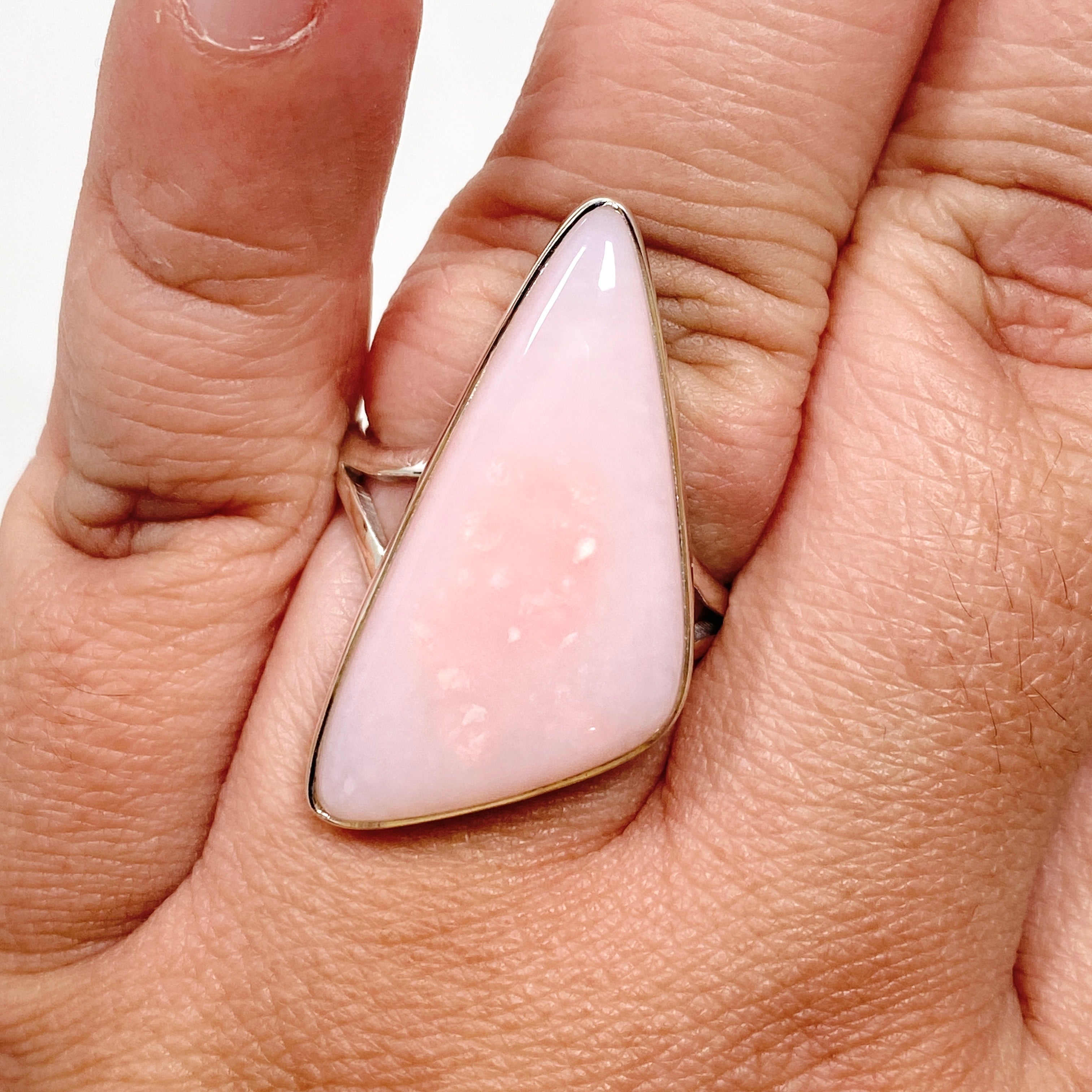 Pink Opal Freeform Cabochon Split Band Ring - Size 11 - KRGJ3309 - Perfect for Boho Jewelry, Wedding Accessories & Everyday Wear