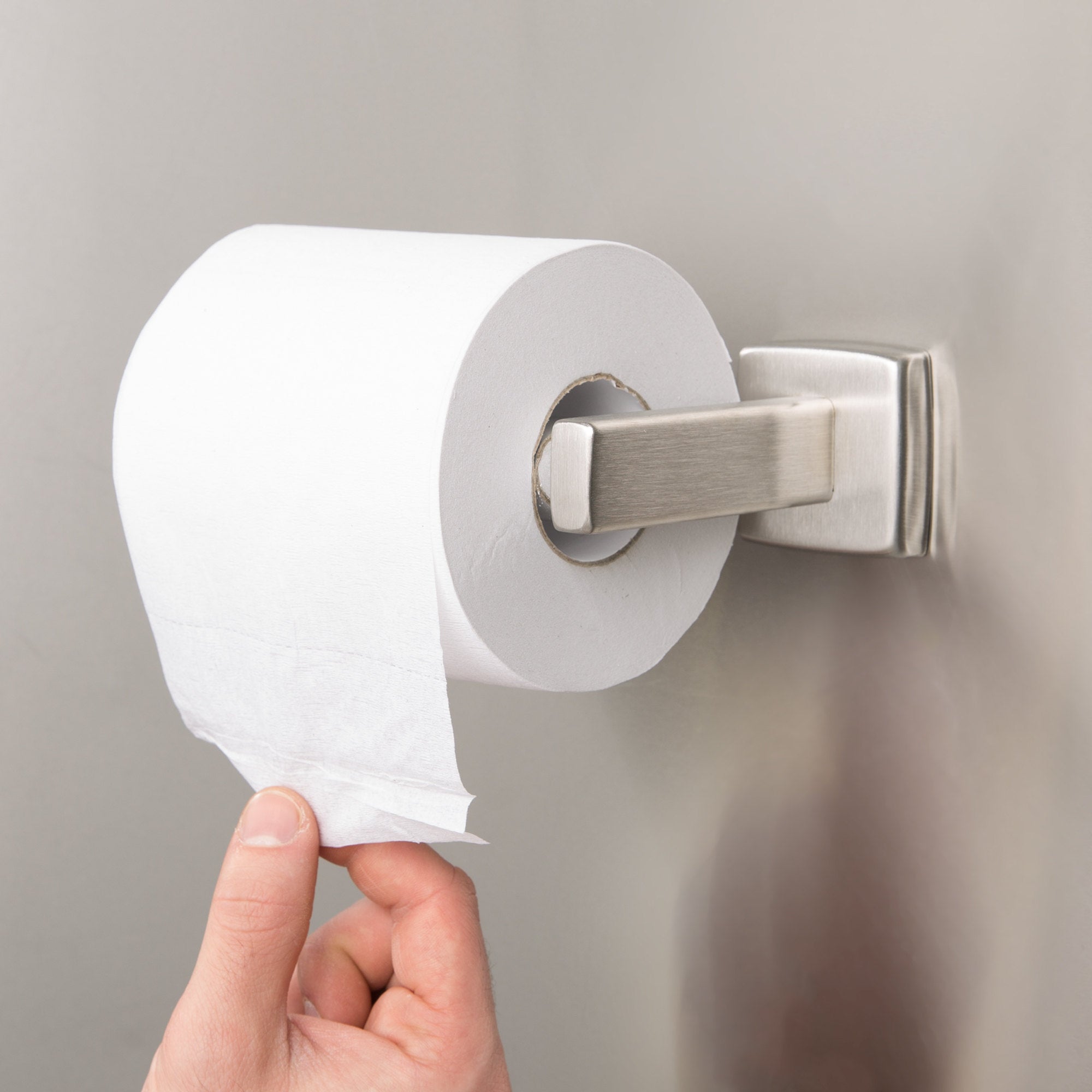 Bobrick B685 Single Roll Toilet Paper Dispenser - Surface Mounted White Bathroom Tissue Holder for Commercial & Home Use - Ideal for Offices, Restaurants, and Public Restrooms