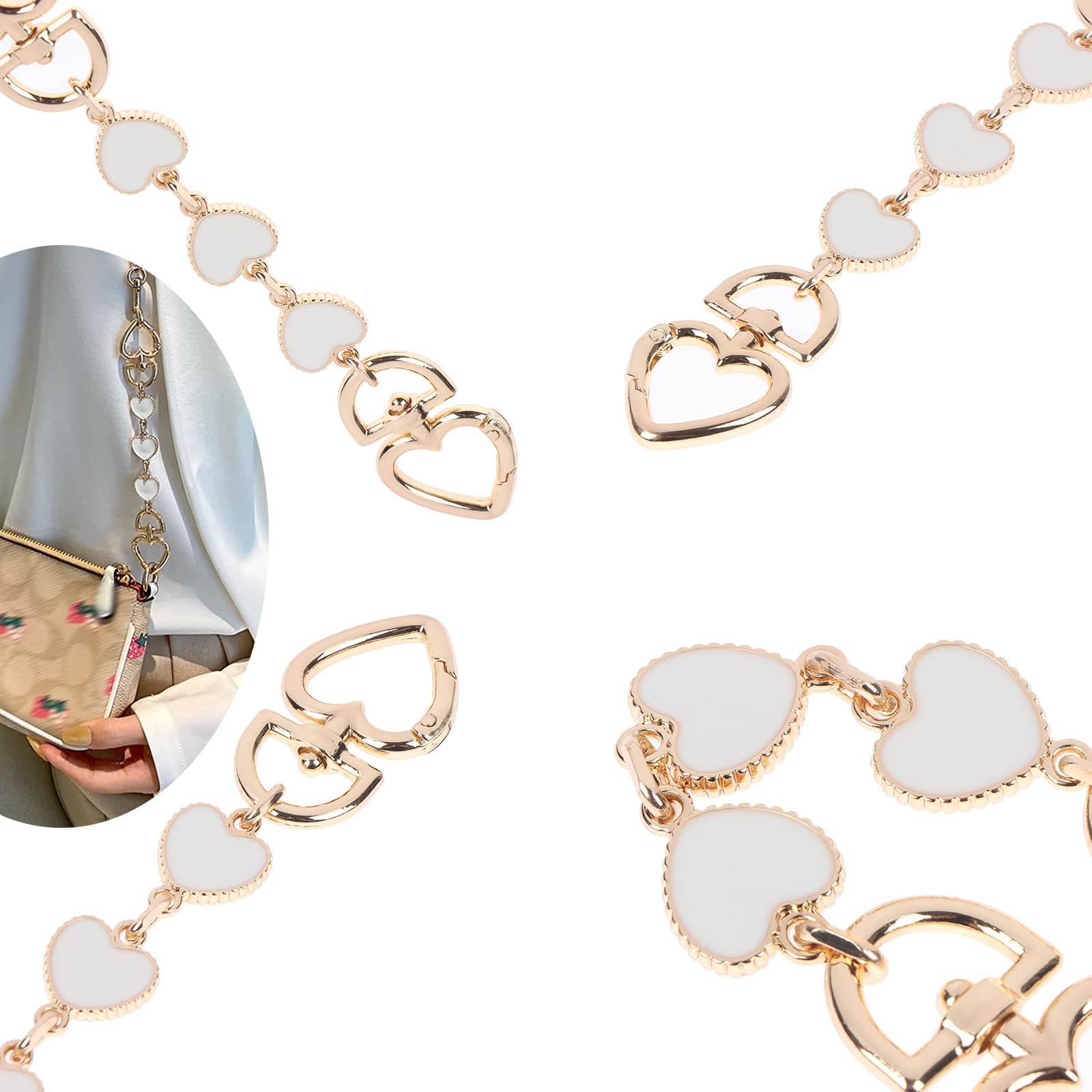 2 Pack Heart & Star Shaped Bag Extender Chains - Cute Purse Strap Extenders for Handbags, Totes & Crossbody Bags | Adjustable Length Replacement Straps for Women's Purses & Accessories | Perfect for Everyday Use, Travel & Fashion Outfits