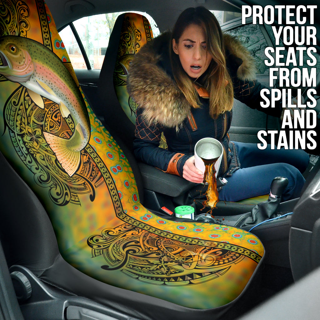 Premium Trout Fish Pattern Car Seat Covers - Waterproof & Durable Auto Accessories for Trucks, SUVs, Sedans | Perfect Gift for Anglers & Outdoor Enthusiasts