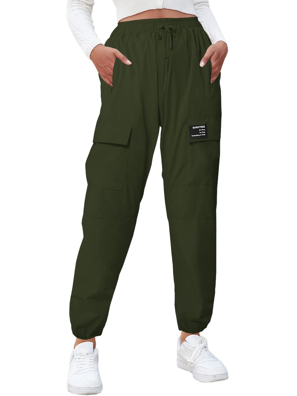SANGTREE Women's Waterproof Cargo Jogger Pants - Outdoor Hiking, Travel & Casual Wear for Girls & Women