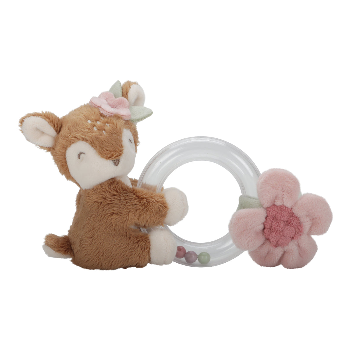Fairy Garden Deer Ring Rattle - Wooden Baby Teether Toy for Infants & Toddlers - Perfect for Sensory Play, Early Learning and Nursery Decor