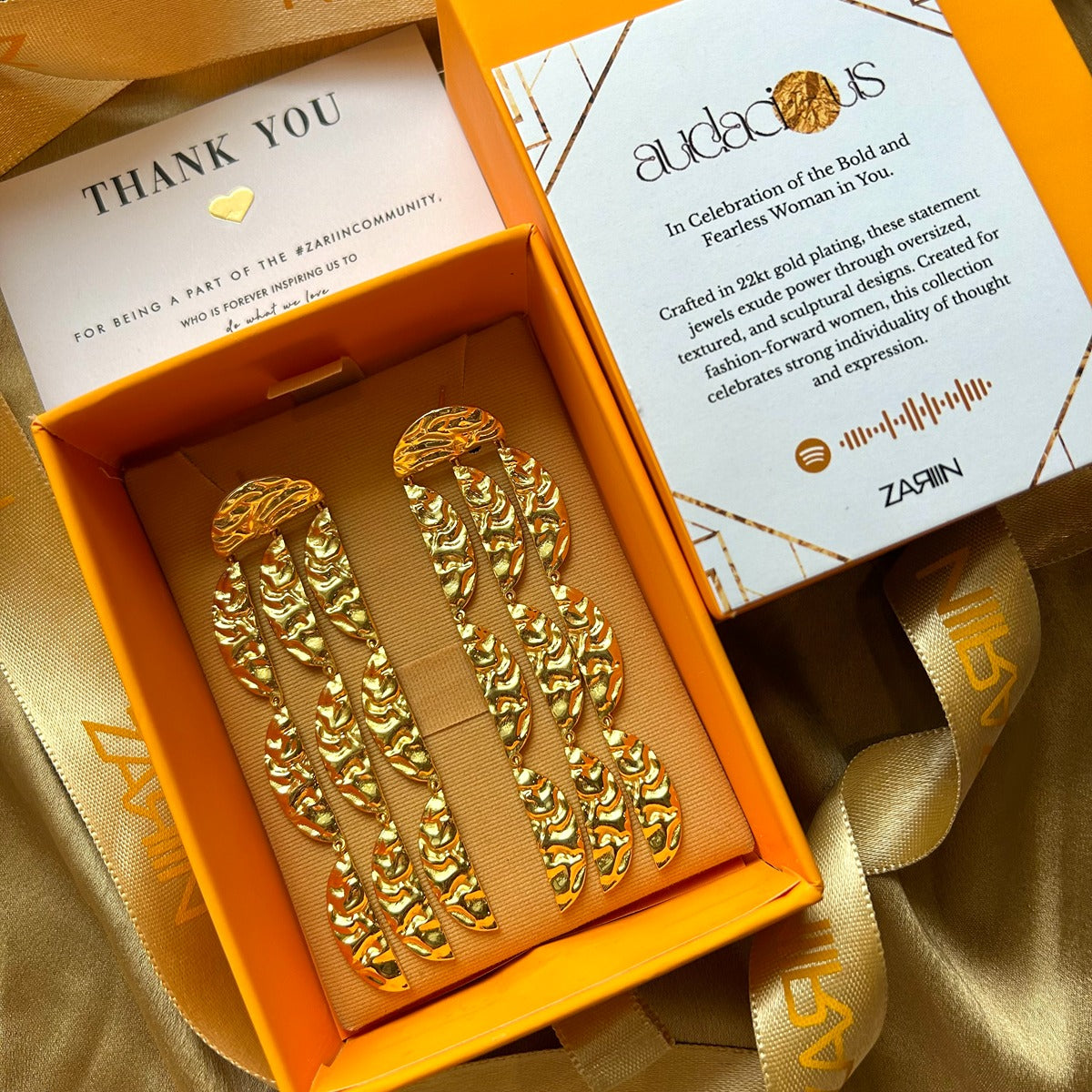 Gold Power Statement Earrings for Women - Elegant Dangle Drop Earrings for Party, Wedding & Evening Events