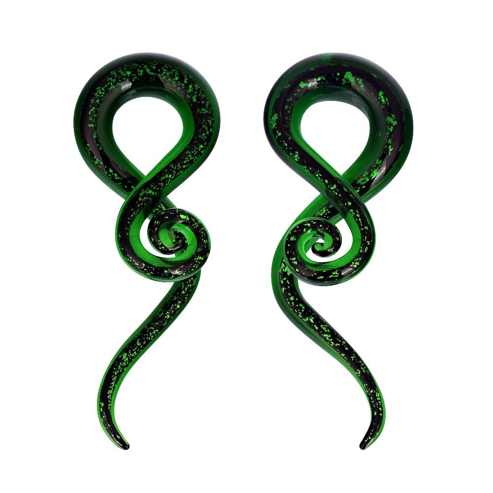 Oyaface 2PC Glass Ear Tapers Plugs 4G-14mm Teardrop Spiral Gauges Piercing Jewelry Set for Stretching Earlobes - Perfect for Body Modification & Alternative Fashion