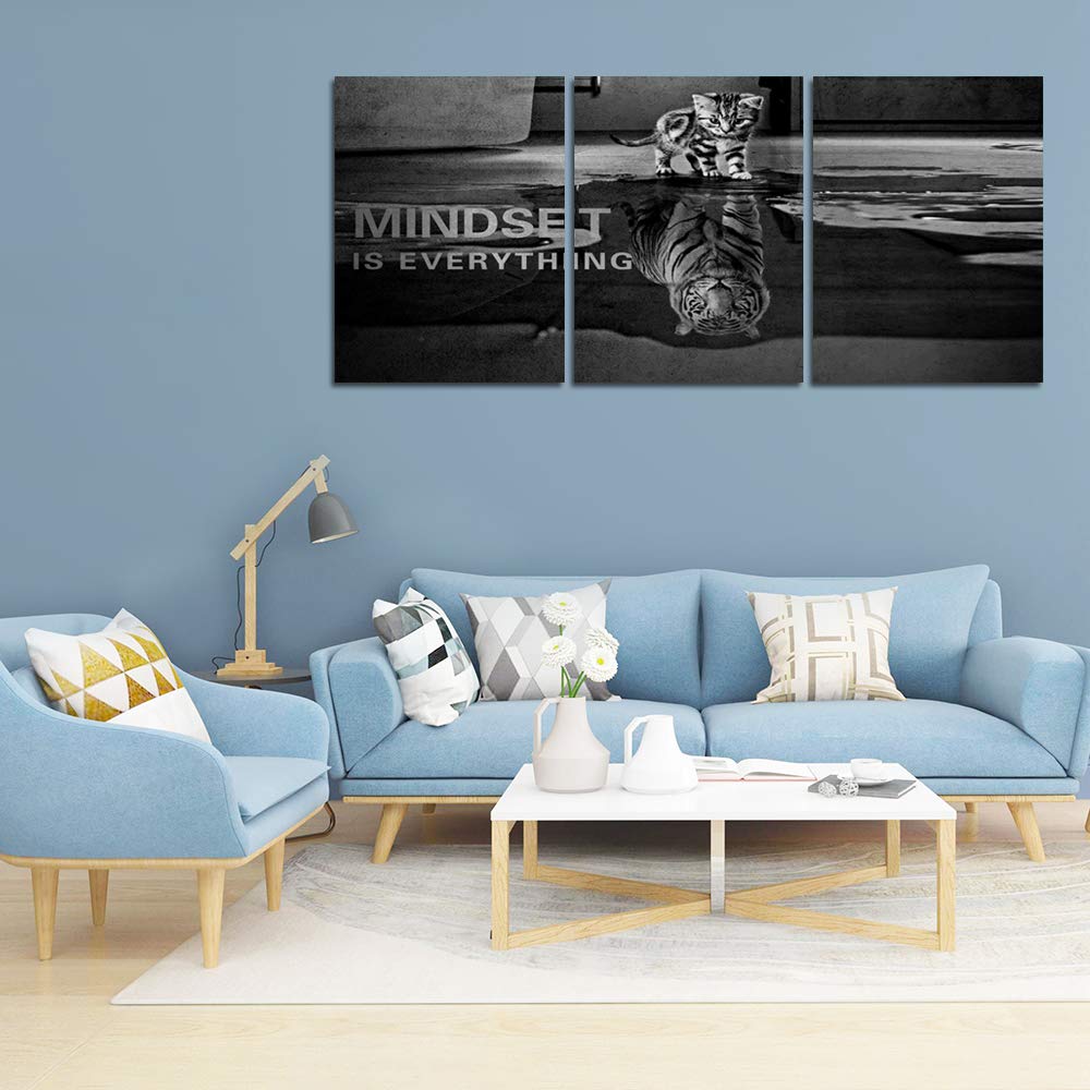 Motivational Wall Art - 3 Panel Inspirational Quotes Canvas Prints with Wooden Frame (36