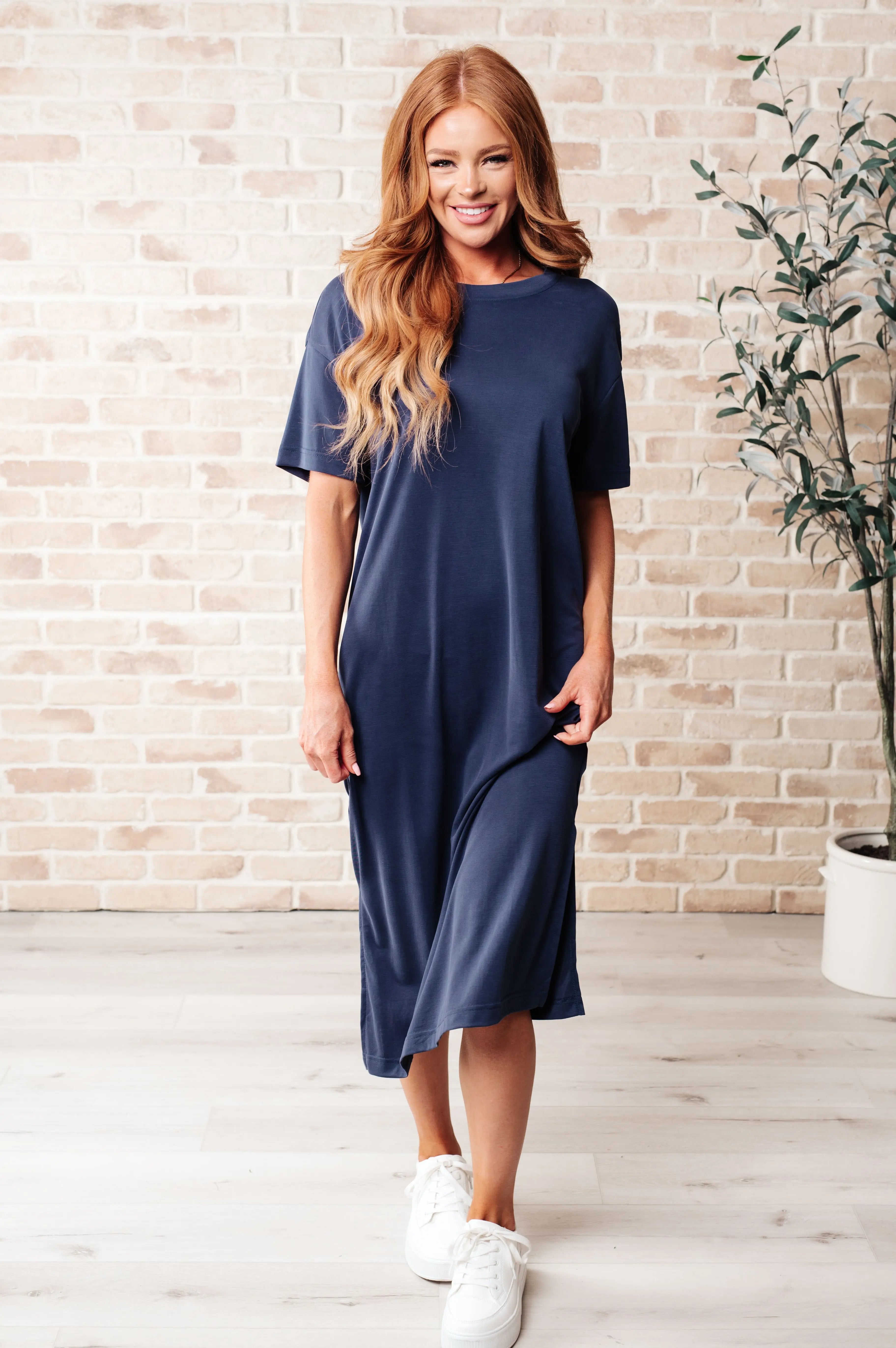 Keeping It Chill Drop Shoulder Maxi Dress in Dark Night - Stylish Loose Fit Long Dress for Women, Perfect for Summer, Beach Vacations & Casual Outings