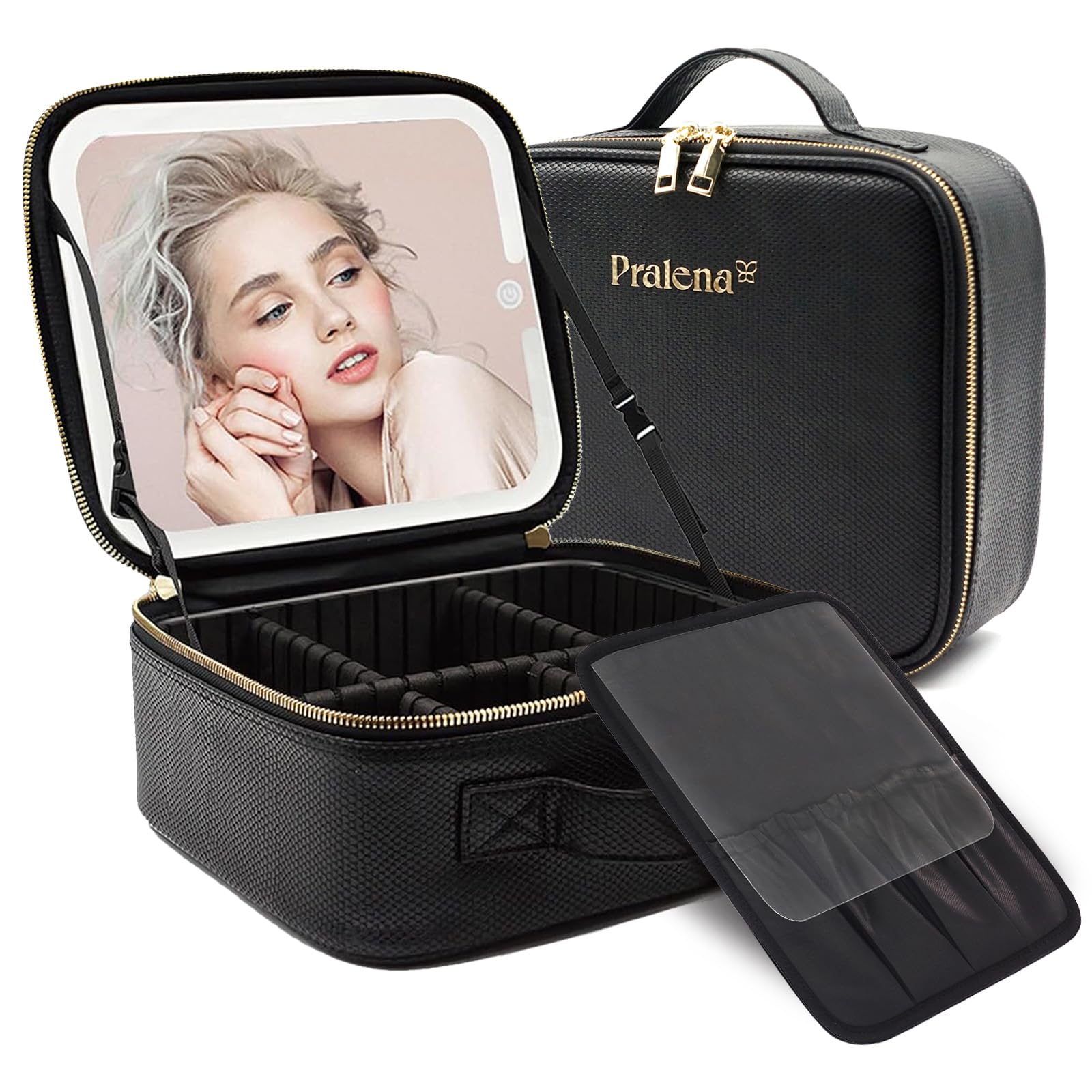 Lighted Travel Makeup Bag with Mirror - Large Cosmetic Organizer for Women, Perfect Mother's Day Gift