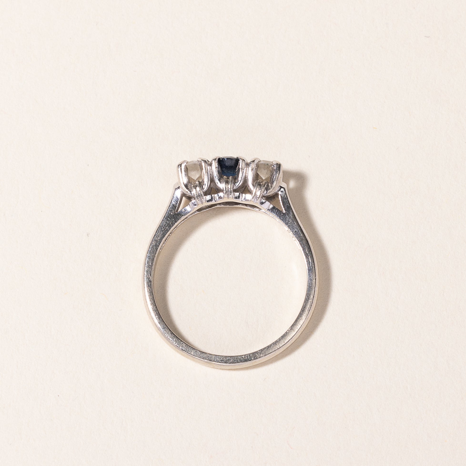 14K White Gold Sapphire and Diamond Ring - 0.25ct Center Stone, 0.30ctw Total Weight - Size 7.5 - Elegant Engagement, Wedding, or Anniversary Jewelry Gift