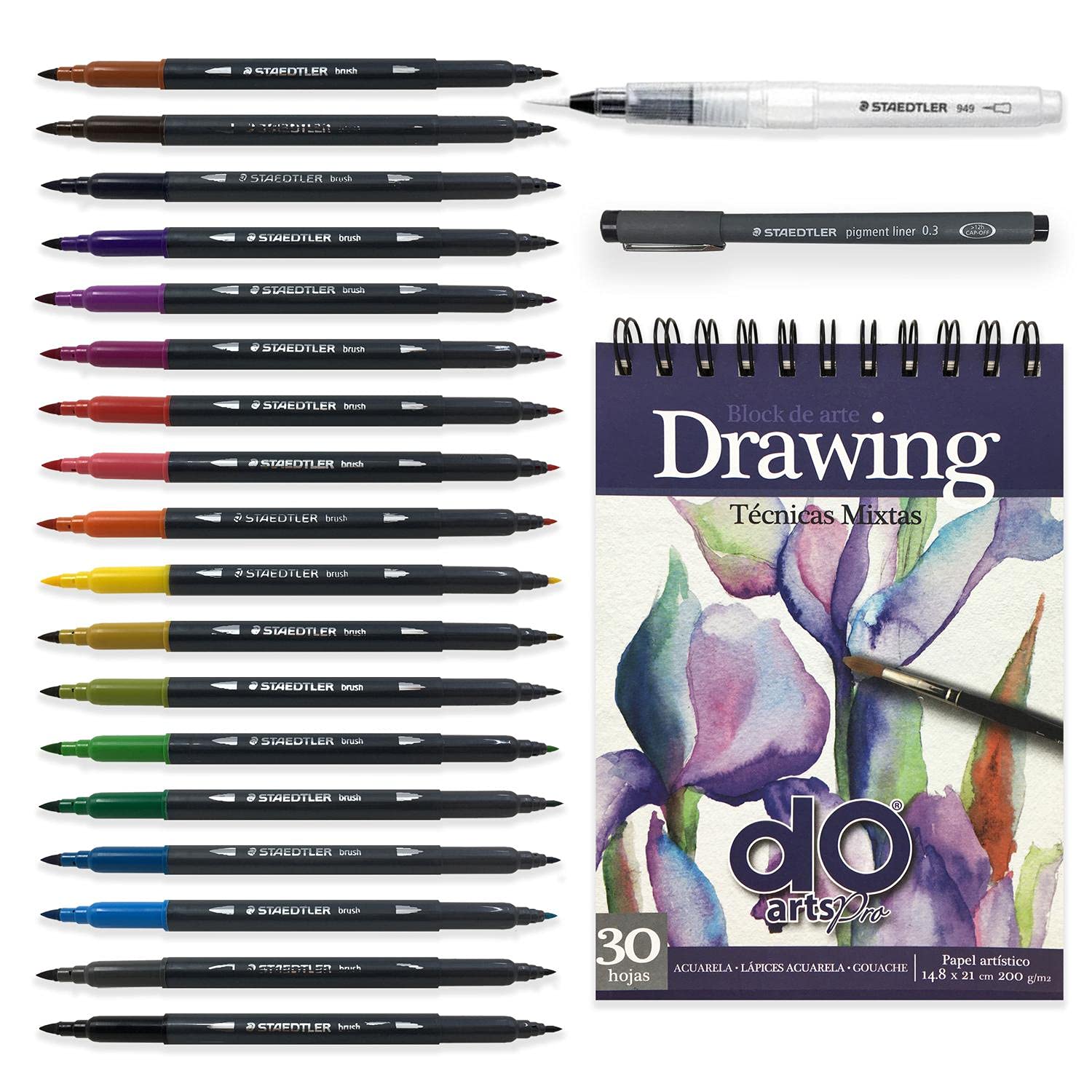 Premium Watercolor Brush Pens Set with Water Brush & Watercolor Paper Block - Perfect for Artists, Sketching, Travel Painting & DIY Craft Projects