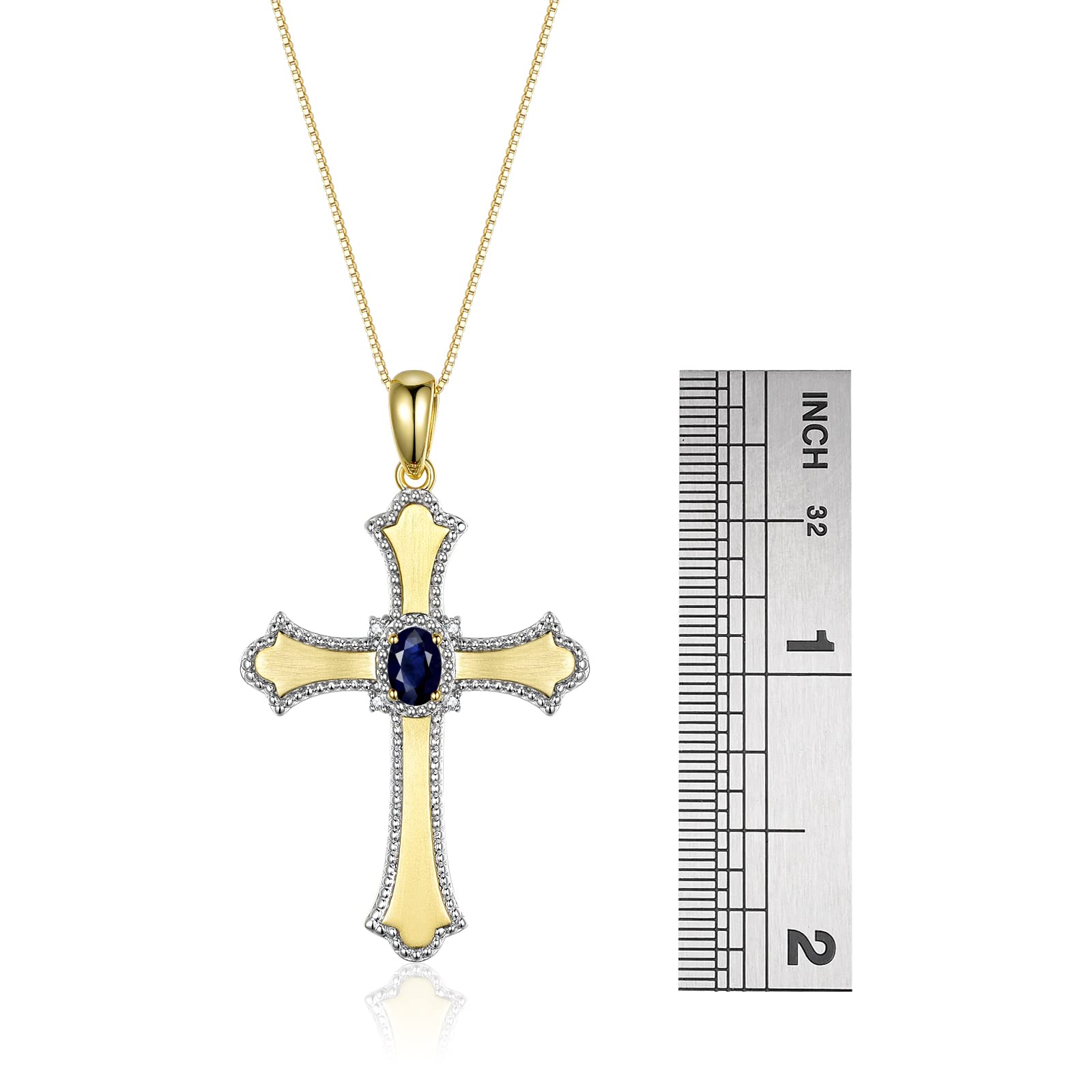 Rylos 6X4MM Birthstone Cross Pendant Necklace for Women - 18