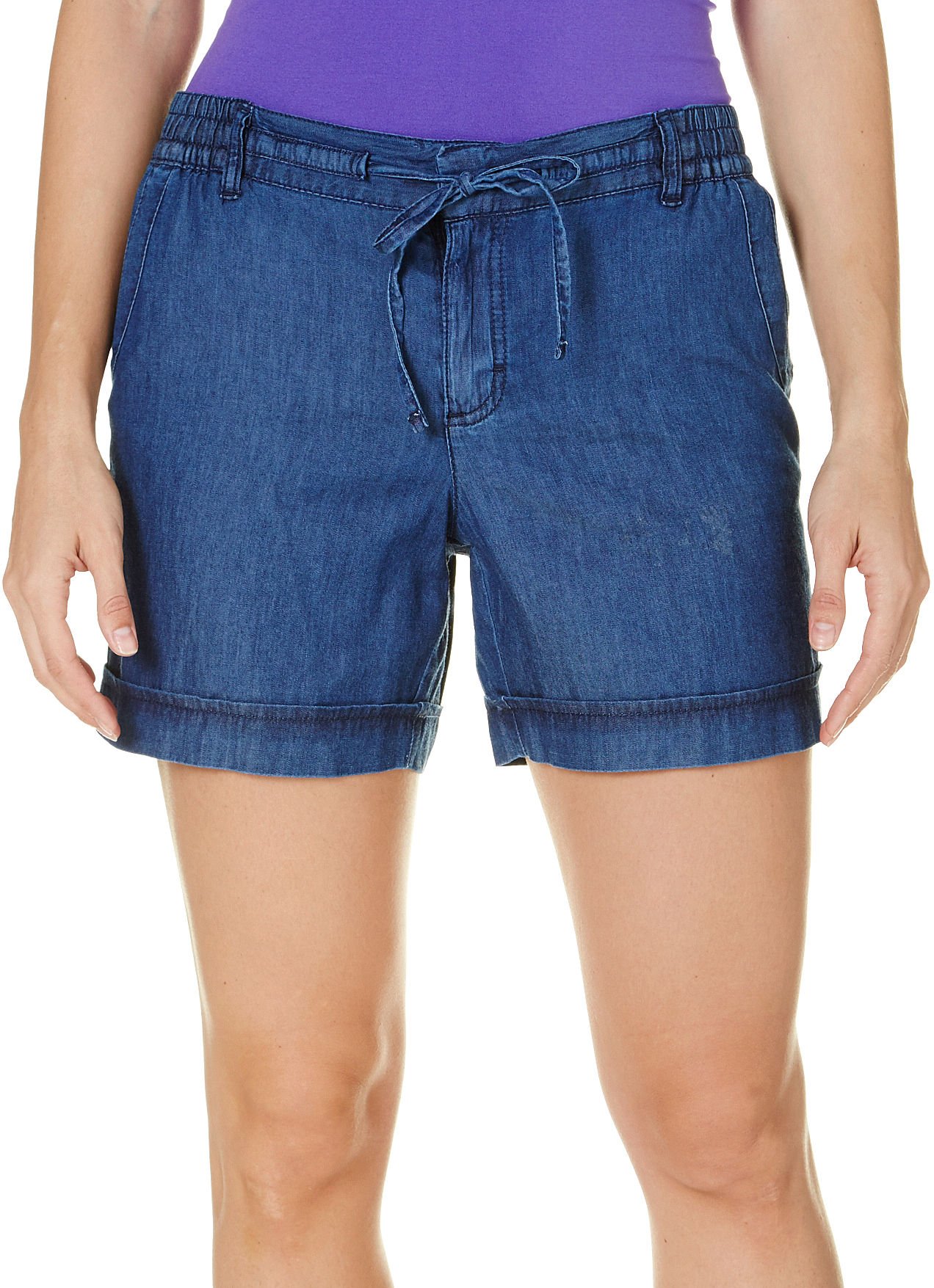 Gloria Vanderbilt Women's Molly Soft Chambray Denim Shorts - Phoenix Wash | Comfortable Casual Summer Shorts for Women | Perfect for Beach, Shopping & Outdoor Activities