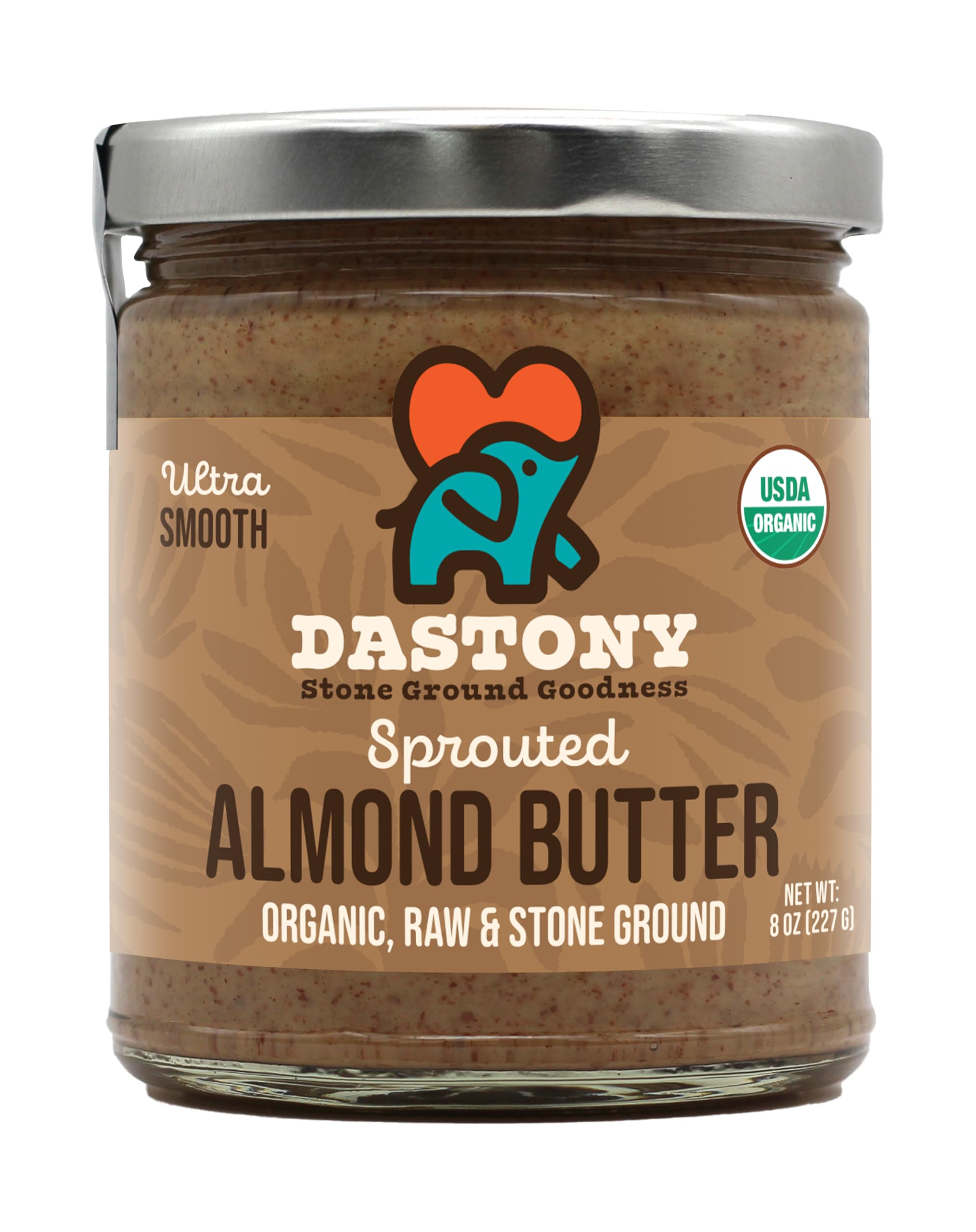 Organic Raw Sprouted Almond Butter by Dastony, 8 oz – Single Ingredient, Vegan, Paleo & Keto Friendly, Non-GMO, Gluten-Free – Perfect for Smoothies, Toast & Healthy Snacks