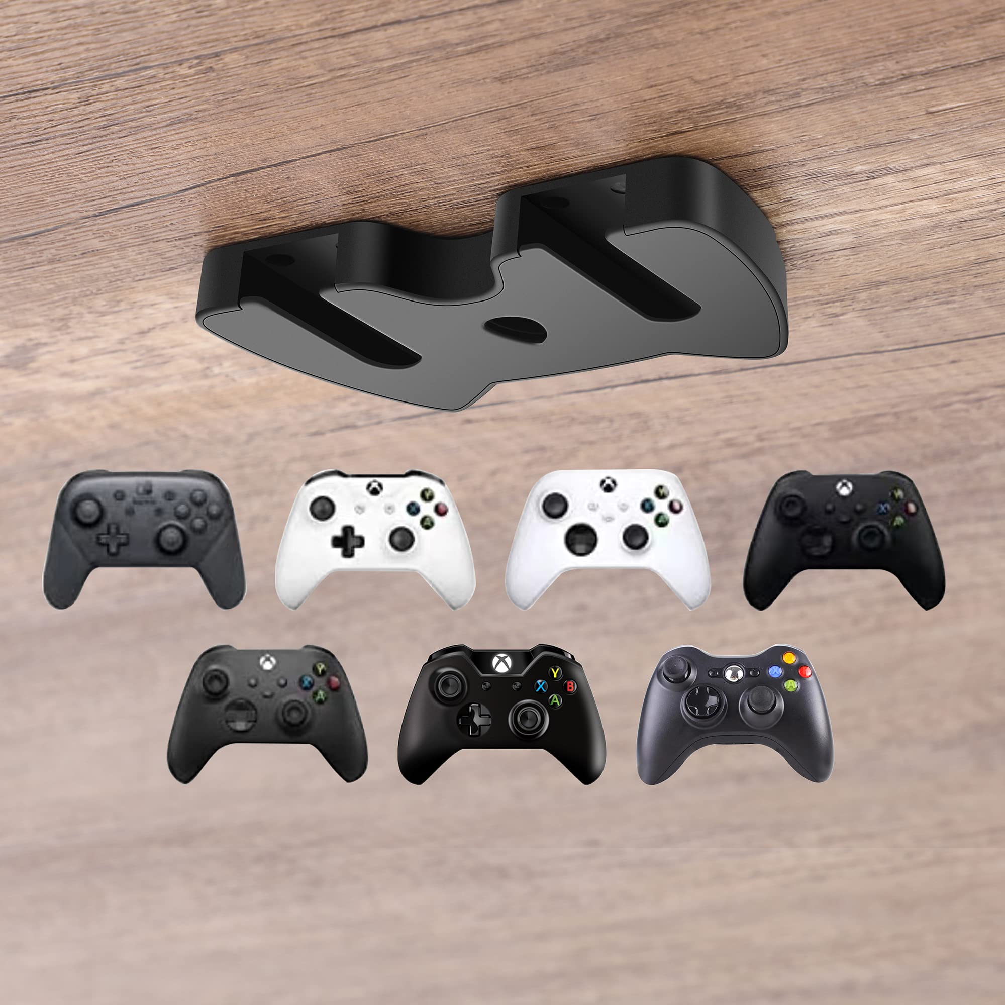Raryars Controller Table Stand - Under Desk Mount Holder for Xbox One, Xbox Series X/S & Elite Controllers - Cable Management & Gaming Setup Organizer for Home & Office Use