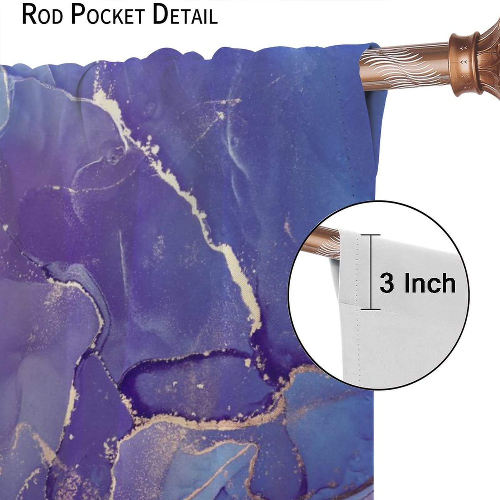 Luxury Marble Print Voile Curtains - Purple Aqua Agate Pattern, Set of 2 Panels (21