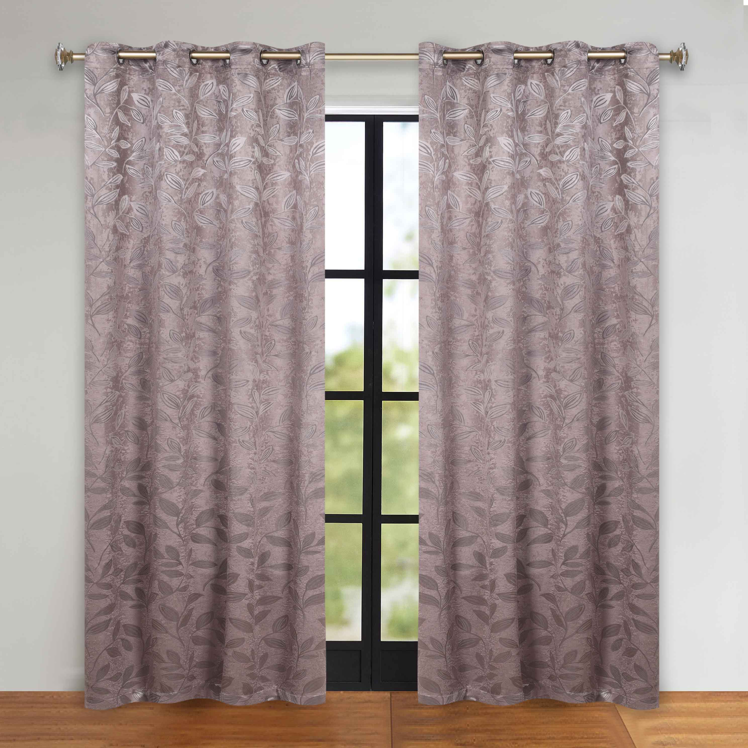 Leaves Grommet Blackout Curtains Set of 2 - Thermal Insulated Room Darkening Drapes for Bedroom & Living Room - Noise Reducing Window Treatment for Home Decor