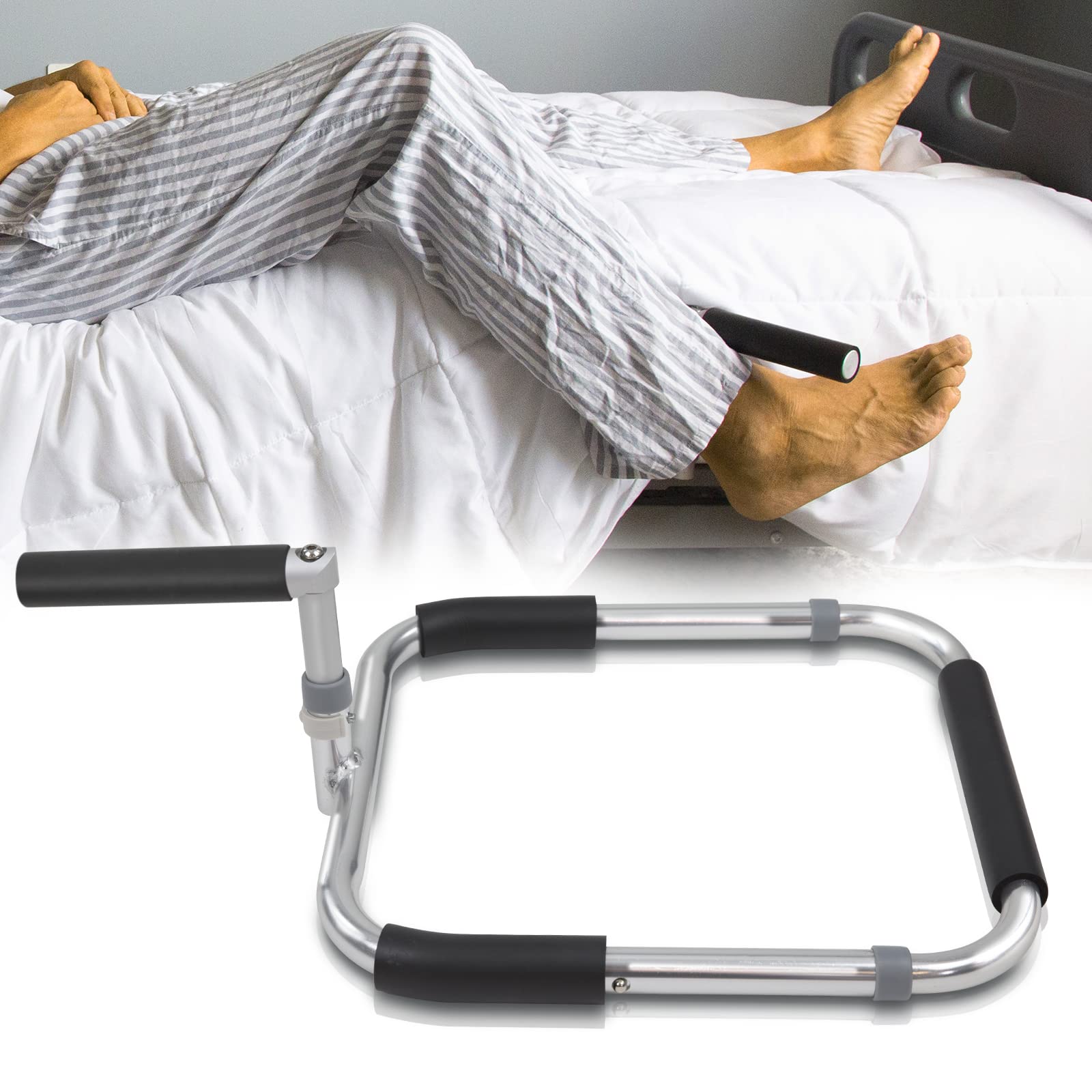 Vive Foot Assist Bed Rail for Elderly Adults - Adjustable Bed Cane & Safety Handle for Seniors - Bed Ladder Pull Up Alternative - Mobility Aid for Getting Out of Bed - Shoulder Injury Recovery Support - Sturdy Bedside Assist Bar for Sitting Up - Ideal for Home Care, Post-Surgery & Elderly Independence