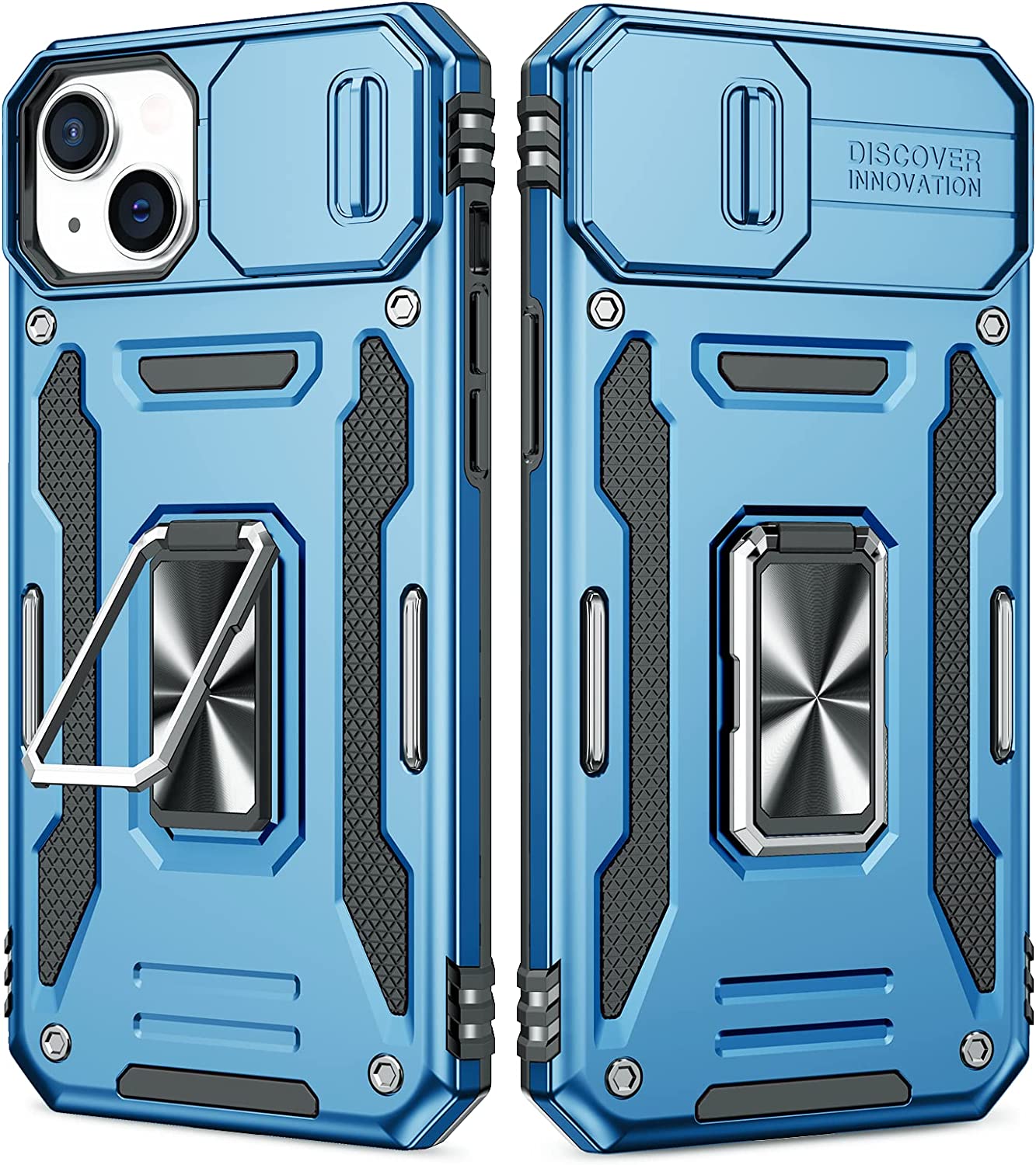 iPhone 14 Plus Case with Kickstand & Slide Camera Cover | Protective Armor Phone Cover in Red | Perfect for Work, Travel & Outdoor Activities
