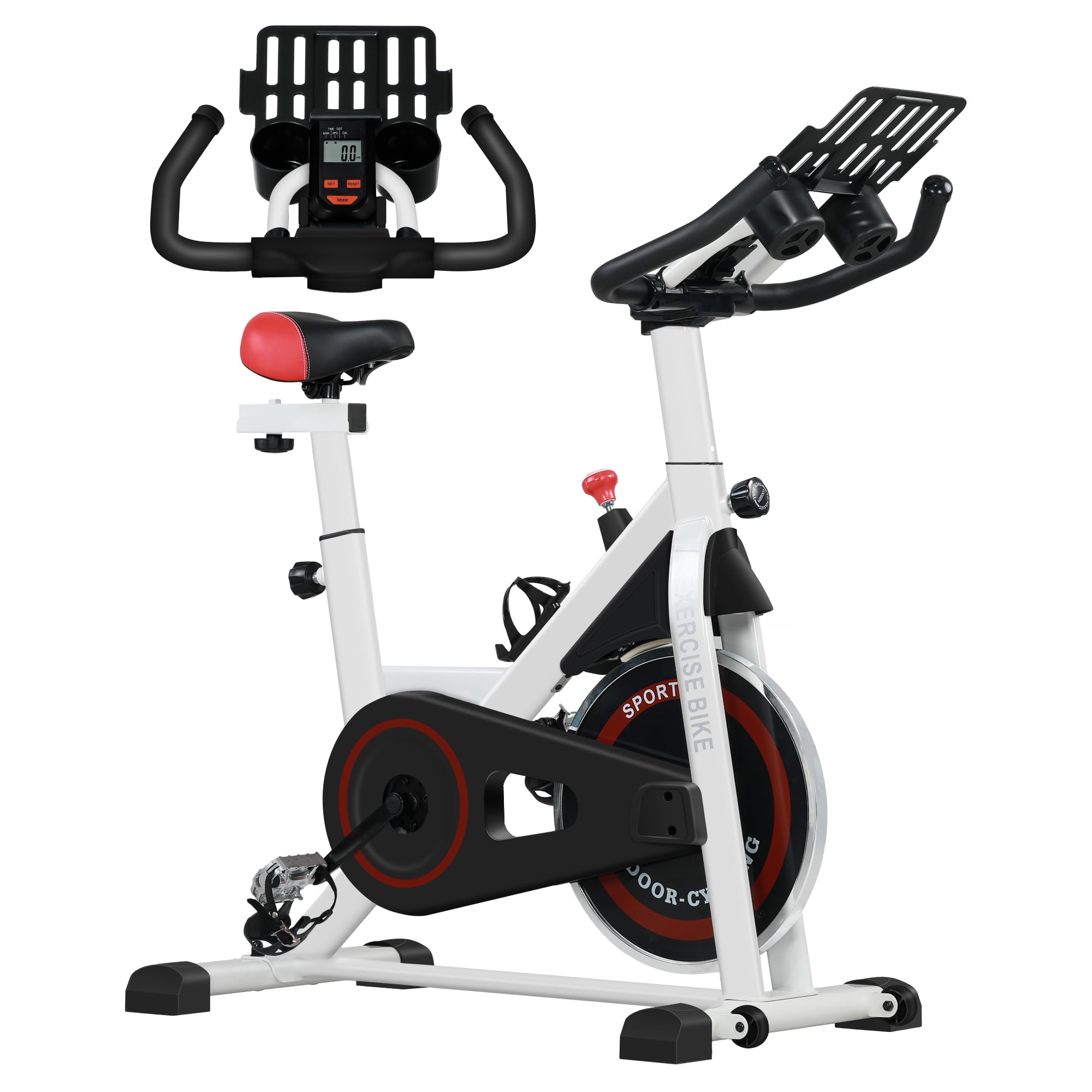 Soozier Adjustable Upright Stationary Exercise Bike - Indoor Cycling Cardio Workout Machine with Resistance Flywheel & Bottle Holder for Home Gym, Aerobic Training, Weight Loss | Perfect for Small Spaces, Apartment Workouts & Home Fitness Routines