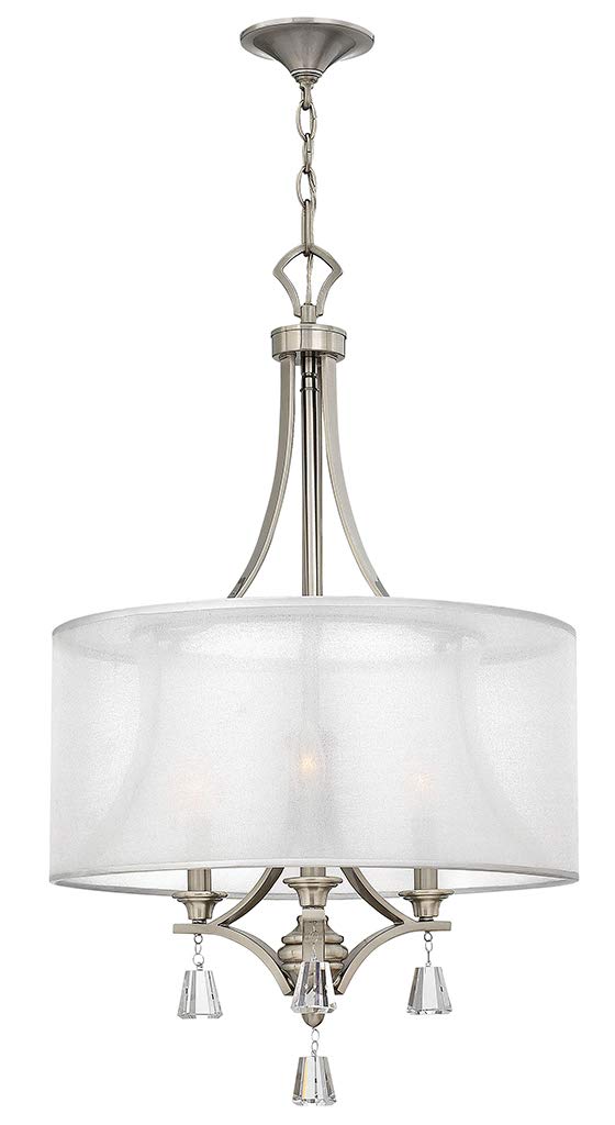 Fredrick Ramond Mime Collection 3-Light Brushed Nickel Chandelier - Elegant Dining Room Lighting Fixture for Modern Home Decor