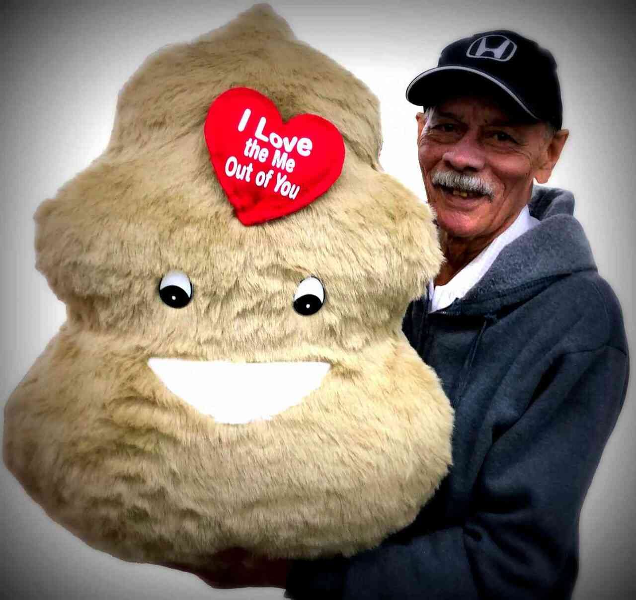 Giant Poop Emoji Plush Stuffed Toy - 28 Inch Large Soft Plushie with 'I Love The Me Out of You' Heart - 10 Pound Funny Valentine's Day Gift Made in USA | Perfect for Gag Gifts, Prank Presents & Unique Valentine Decor
