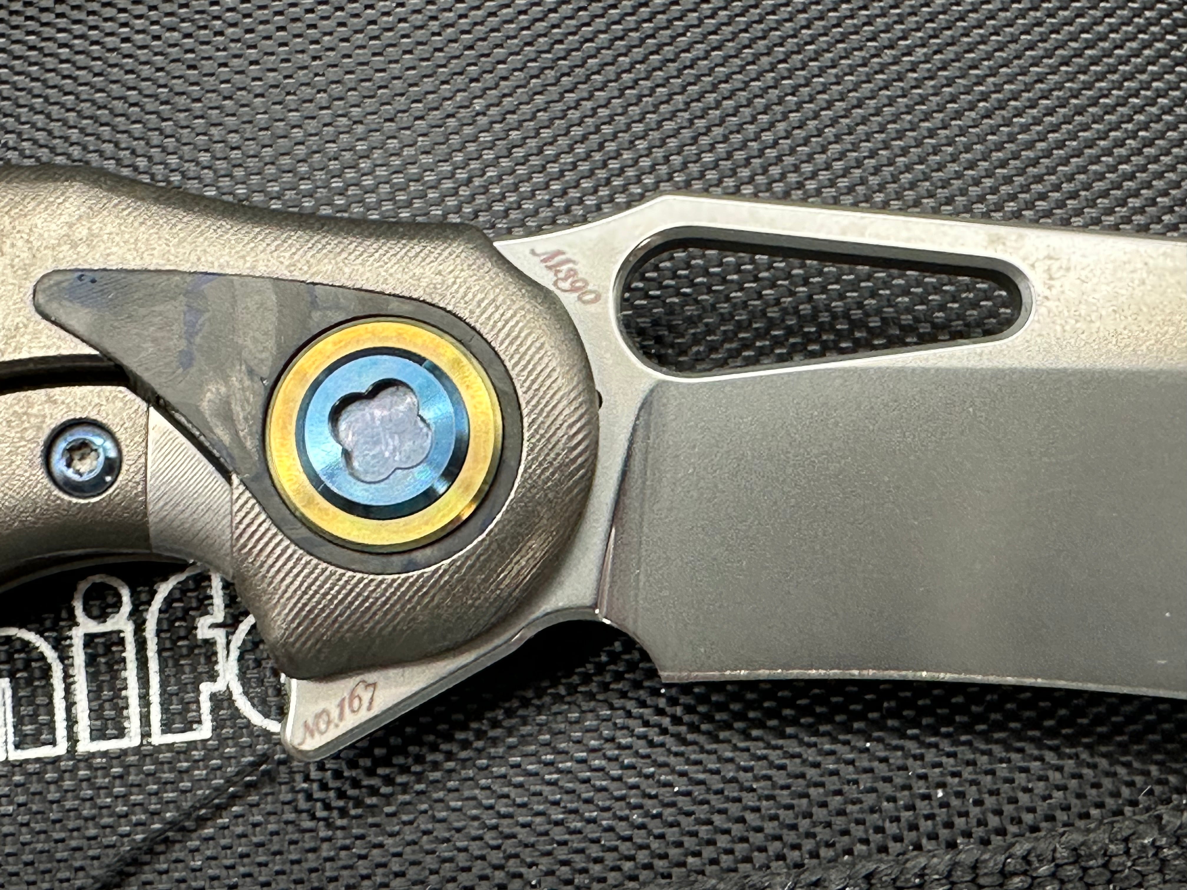Rike Knife Unicorn Grey Titanium Frame with Marble Carbon Fiber Inlay Satin M390 Blade - Premium EDC Folding Knife for Outdoor Camping, Hiking & Survival