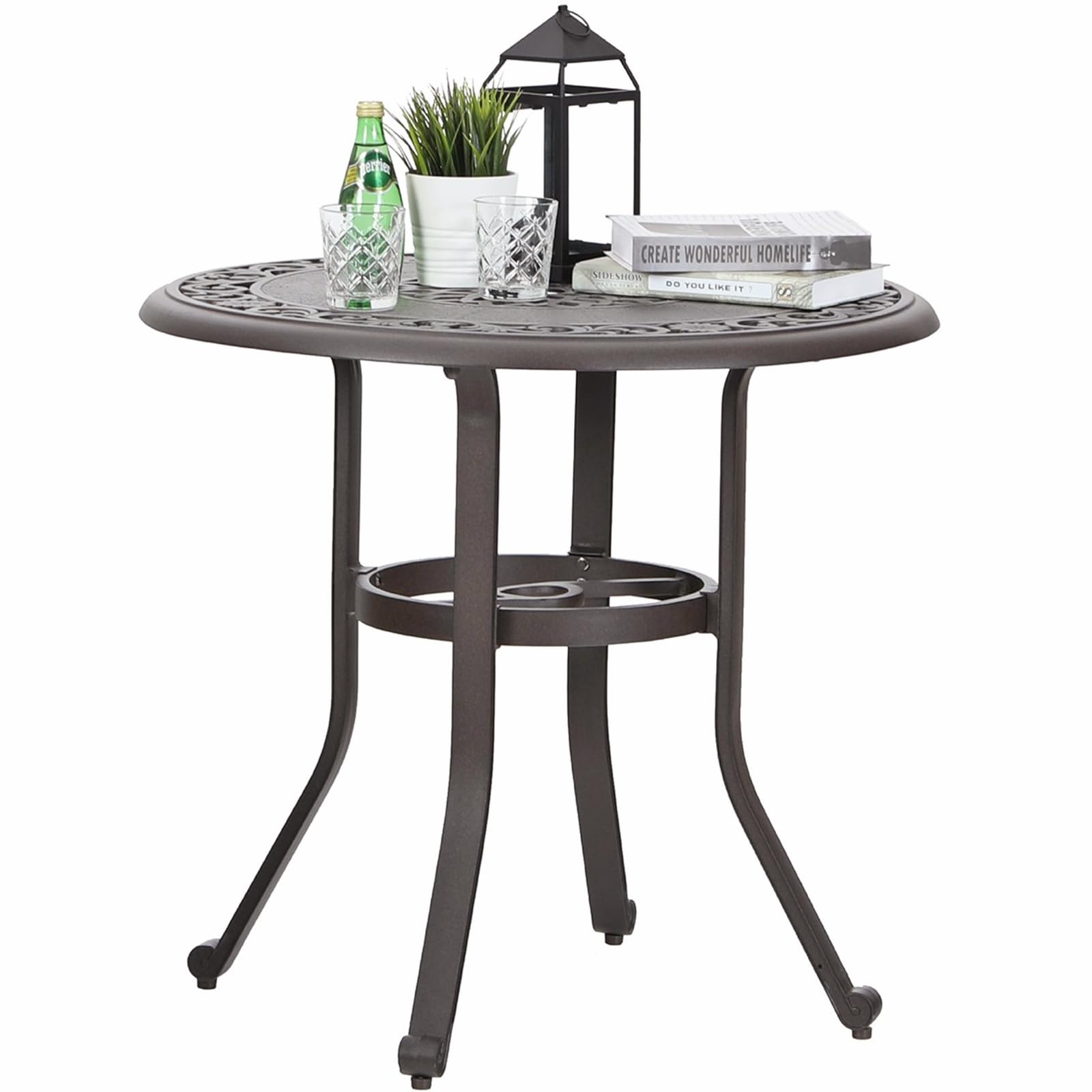 Premium Bronze Cast Aluminum Round Patio Bistro Table - 31.5