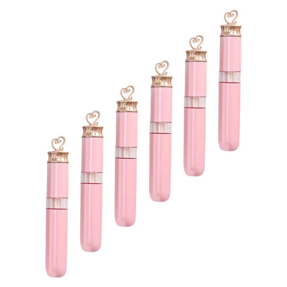 Beaupretty 6 Pack Refillable Lip Gloss Tubes - Clear Travel Size Lipstick Containers with Pink Caps | Perfect for DIY Lip Balm, Makeup Storage & Mini Cosmetic Organizers (PP Plastic Vials)