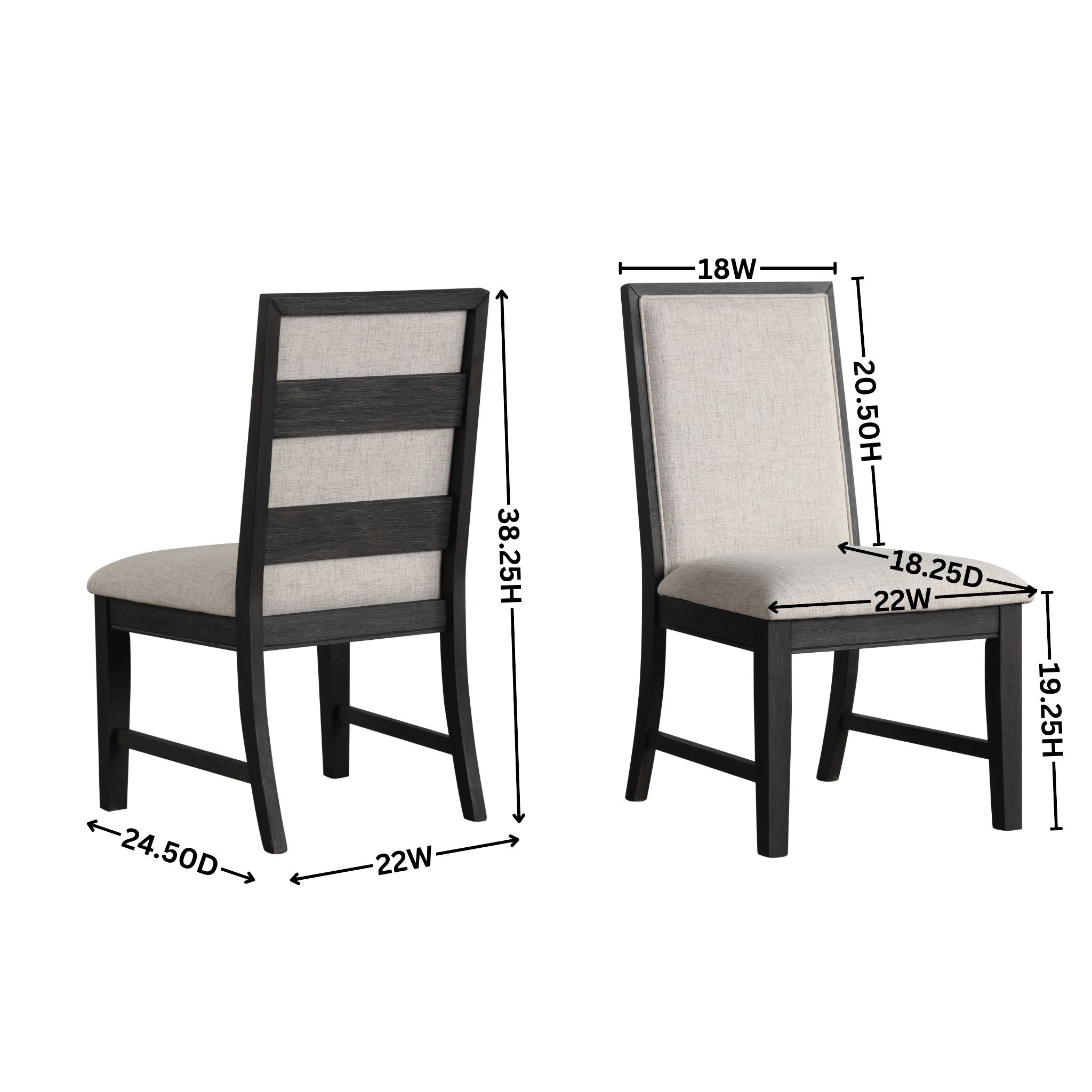 Roundhill Furniture Modern Upholstered Dining Chairs - Gray Set of 2 - Comfortable Contemporary Kitchen & Dining Room Chairs for Home Decor