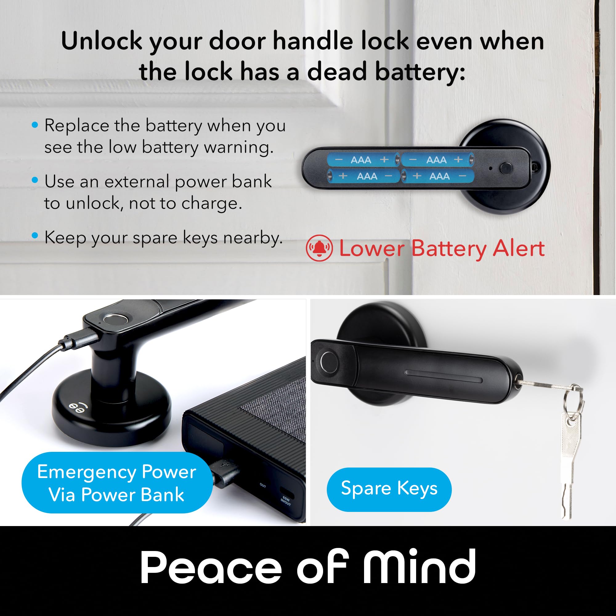 Geeni Smart Fingerprint Door Lock - Keyless Entry Door Knob with App Control, Voice Command & Bluetooth - Battery Powered Interior/Exterior Home Security Lock (Works with Alexa & Google Home) - Perfect for Apartments, Vacation Homes & Smart Home Systems