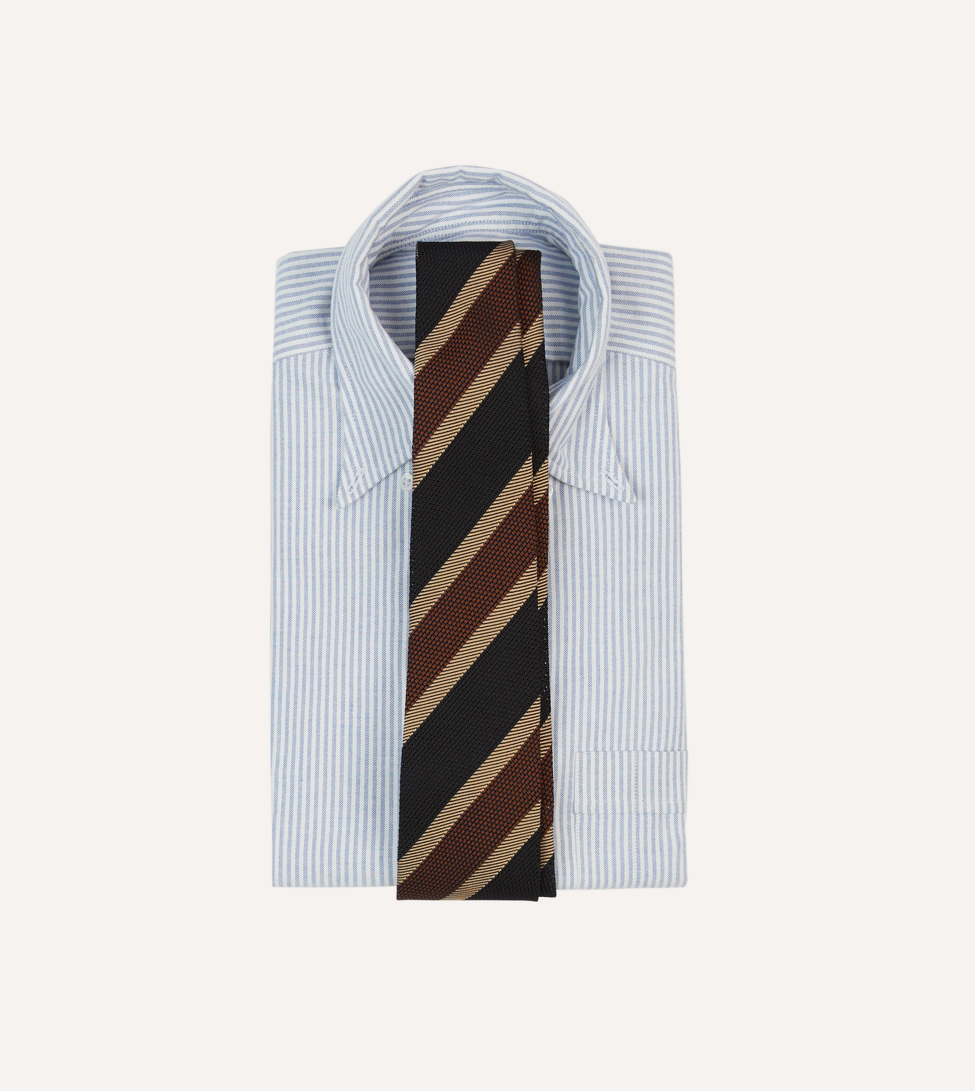 Premium Black & Brown Multi-Stripe Hand-Rolled Silk Grenadine Necktie for Men - Perfect for Weddings, Business Meetings & Formal Occasions