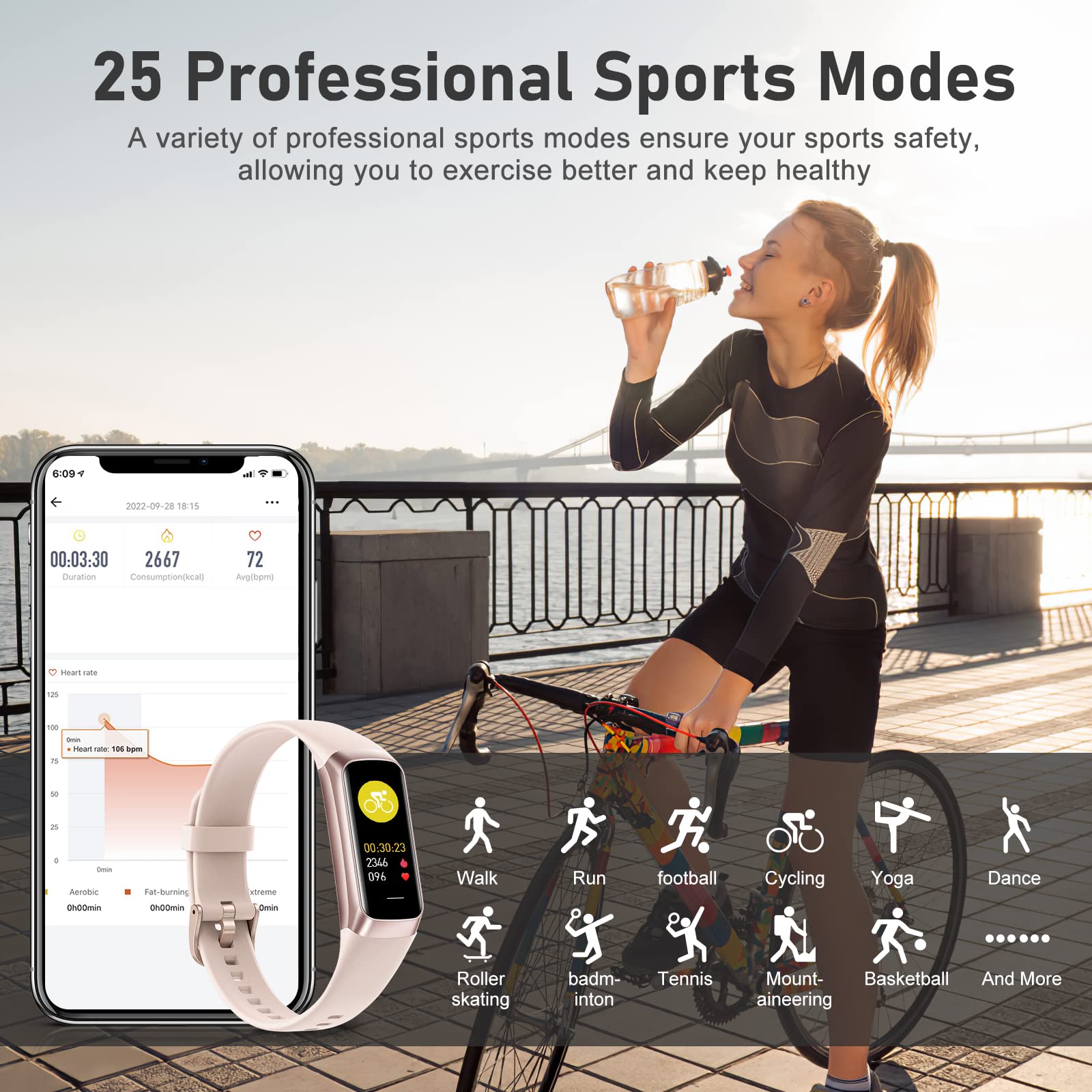Smart Fitness Tracker with Heart Rate Monitor, Step Counter, Calorie & Sleep Tracking - 1.1
