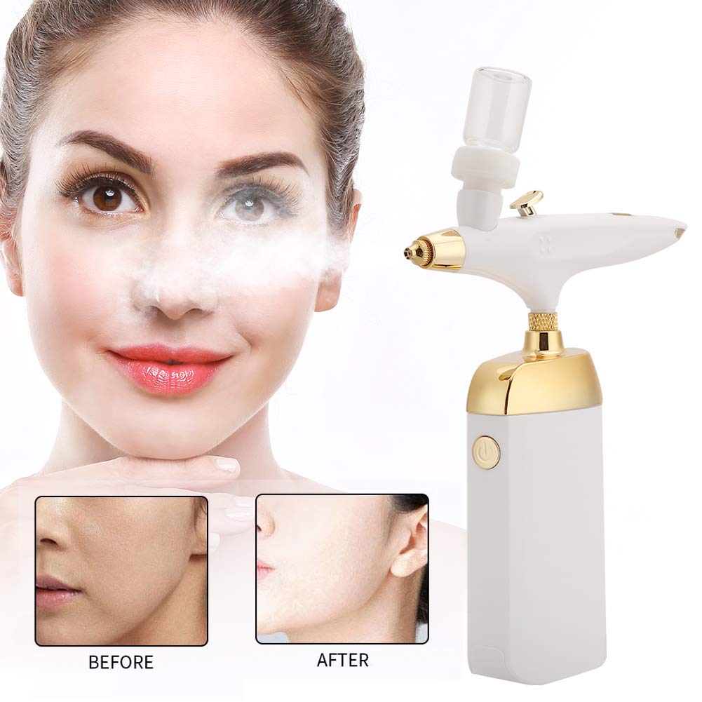 Portable Airbrush Makeup Machine - Handheld Oxygen Injection Moisturizing Beauty Device with Tattoo Paint Spray Gun for Home & Professional Use | Perfect Gift for Women (White) | Ideal for Skincare, Makeup Application & Cosmetic Tattooing
