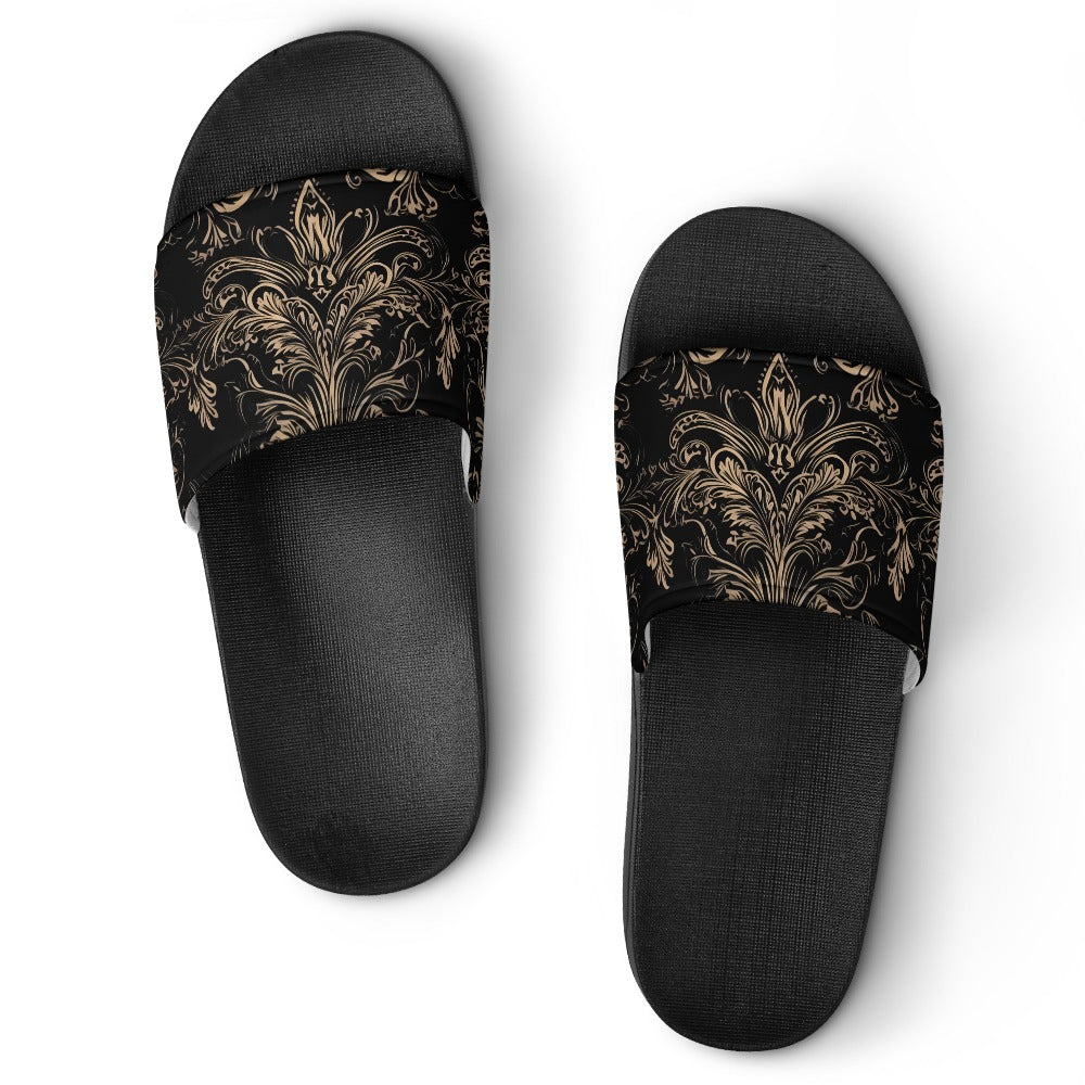 Gothic Bronze Pattern PVC Sandals for Women - Stylish & Comfortable Summer Beach Walking Shoes for Outdoor, Vacation, and Casual Wear