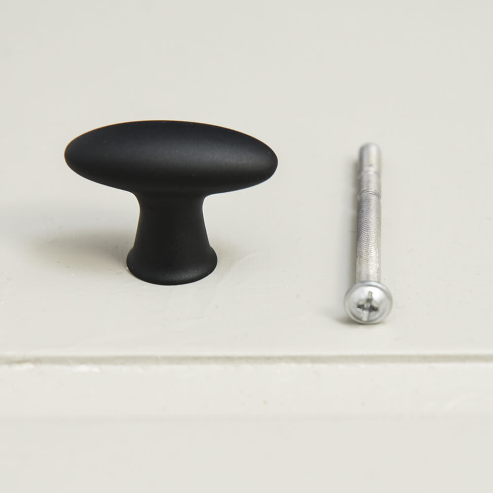 Premium Zero Black Zeppelin Cabinet Knobs - Matte Black Hardware Pulls for Kitchen & Bathroom Cabinets, Dressers, Drawers - Perfect for Modern Home Decor & DIY Furniture Upgrade