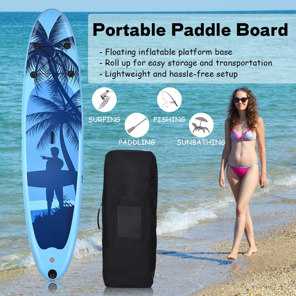 GYMAX Inflatable Stand Up Paddle Board 9.8'/10'/11' x 6