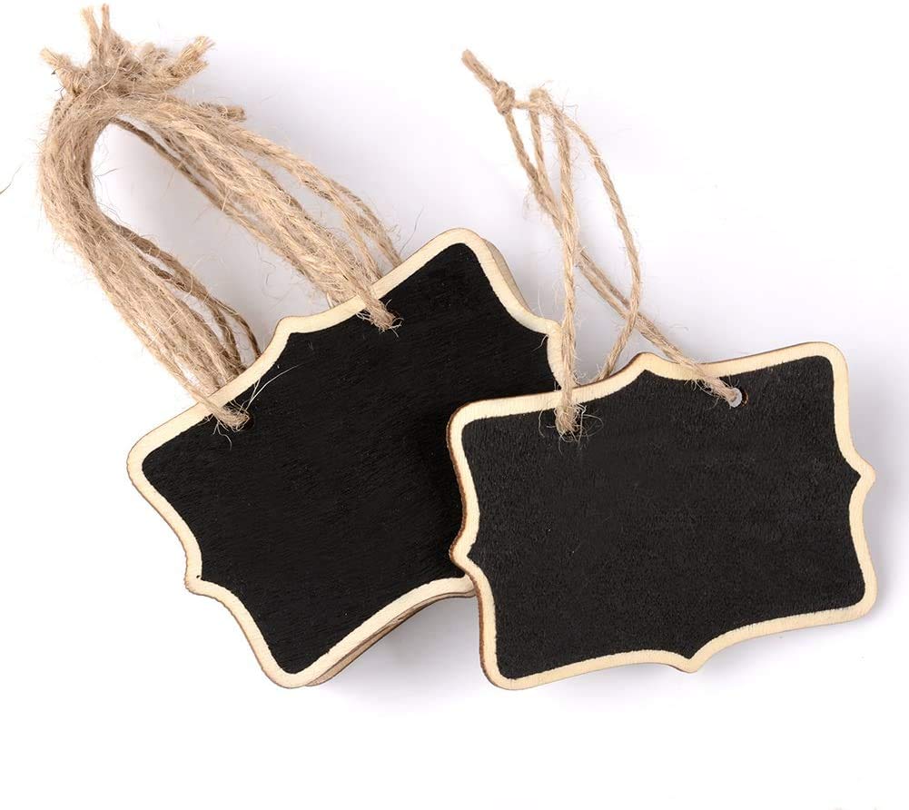 10 Pack Mini Chalkboard with Wooden Frame - Double Sided Hanging Blackboard Set Includes Chalk & Eraser - Perfect for Table Numbers, Home Decor, Party Favors, Restaurants, and DIY Craft Projects