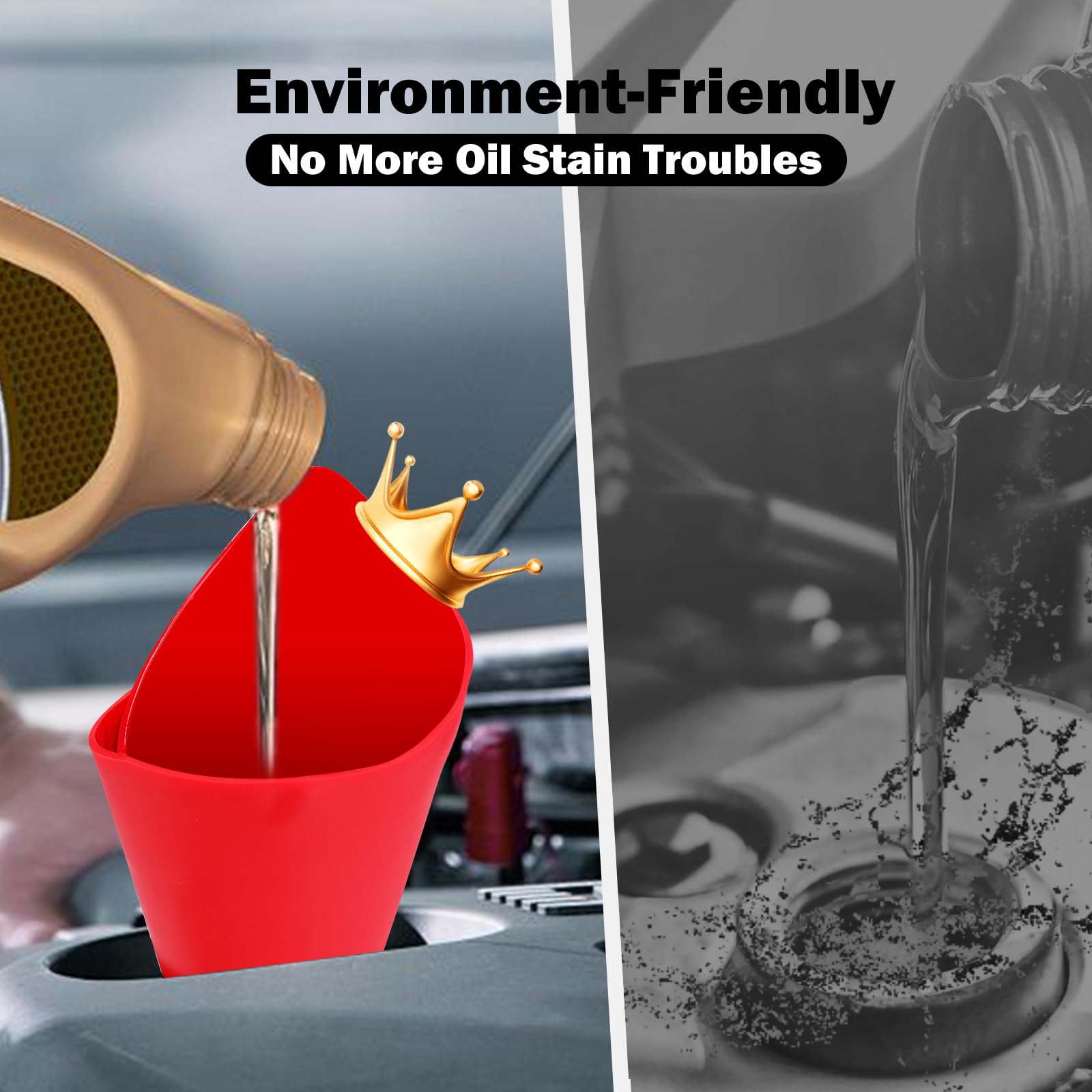 Flexible Oil Change Funnel - Spill-Free, Easy to Clean & Foldable for Lawnmowers, Snowplows, Trucks & Motorcycles | Perfect for Tight Spaces & DIY Auto Maintenance