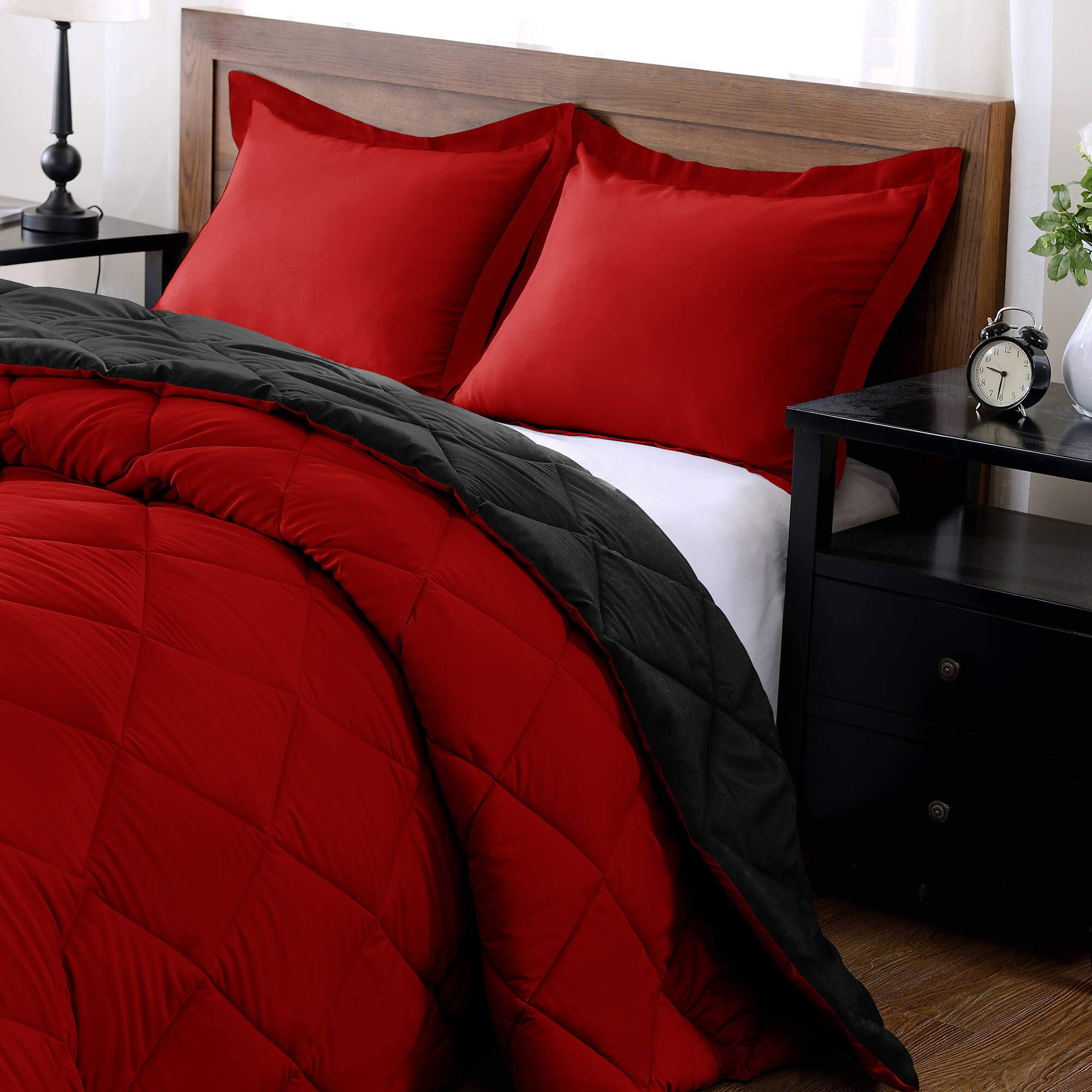Reversible Down Alternative Comforter Set - 3 Piece Queen Size (88