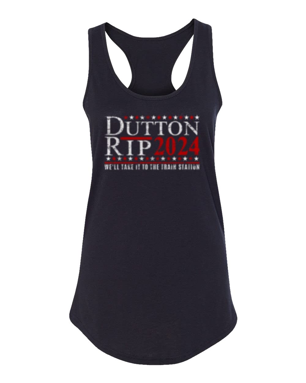 LES TRICOT Dutton Rip 2024 Yellowstone Train Station Women's Racerback Tank Top - Comfortable Workout & Summer Casual Wear
