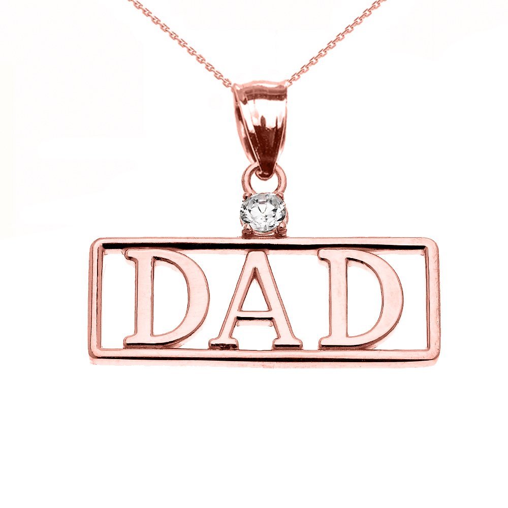 14K Rose Gold Diamond Dad Pendant Necklace for Men - Elegant Fine Jewelry Gift for Father's Day, Birthday & Special Occasions