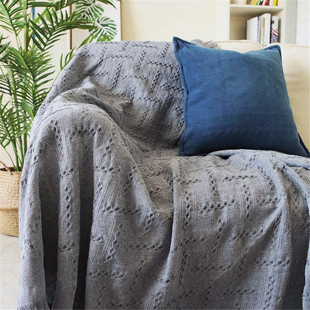 Boho Blanket - Gray Checkered Sofa Cover, 230x340cm Soft Fabric Dust Protector for Couch, Sofa, Loveseat - Perfect for Living Room, Bedroom, and Outdoor Use