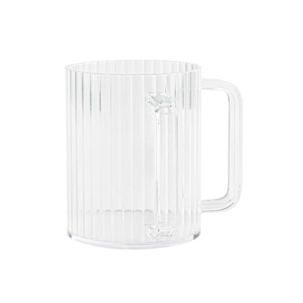 Clear Handle Acrylic Ribbed Wash Cup - Durable & Stylish for Coffee, Tea, and Smoothies - Perfect for Home, Office, and Cafe Use