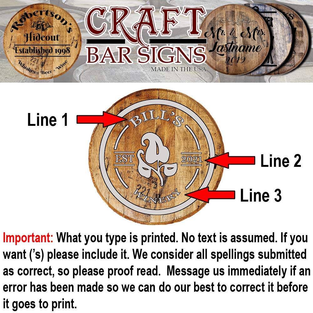 Personalized Whiskey Barrel Lid Sign - Rustic Wood Wall Art for Home Bar, Winery & Man Cave - Custom Established Date - Perfect for Wine Cellar, Pub & Drinking Bar Decor