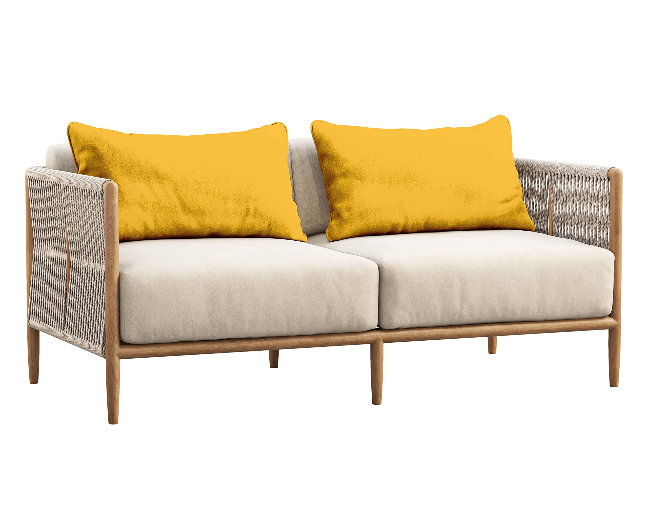 Waterproof Polyester Lumbar Pillow Covers 16x24 Inch (Set of 2) - All-Weather Indoor Outdoor Decorative Cushion Cases for Sofa, Patio Furniture & Garden - Yellow